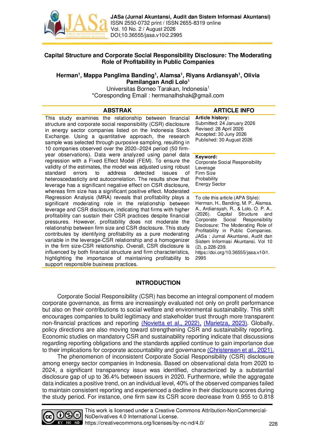 JURIS Capital Structure and Corporate Social Responsibility Disclosure The Moderating Role of Profitability in Public Companies