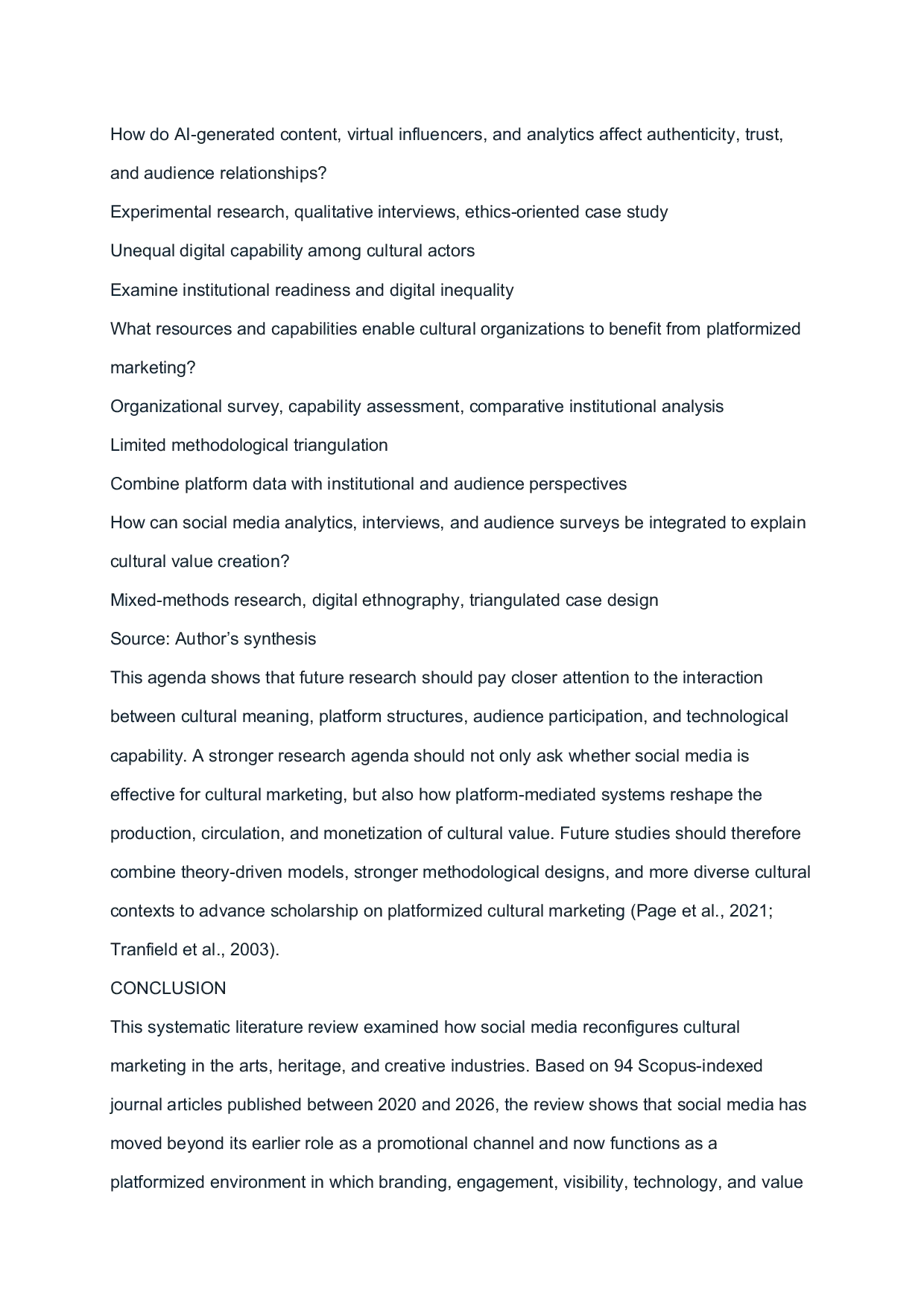 JURIS Platformized Cultural Marketing in Art Heritage and Creative Industries A Systematic Literature Review of Social Media Research