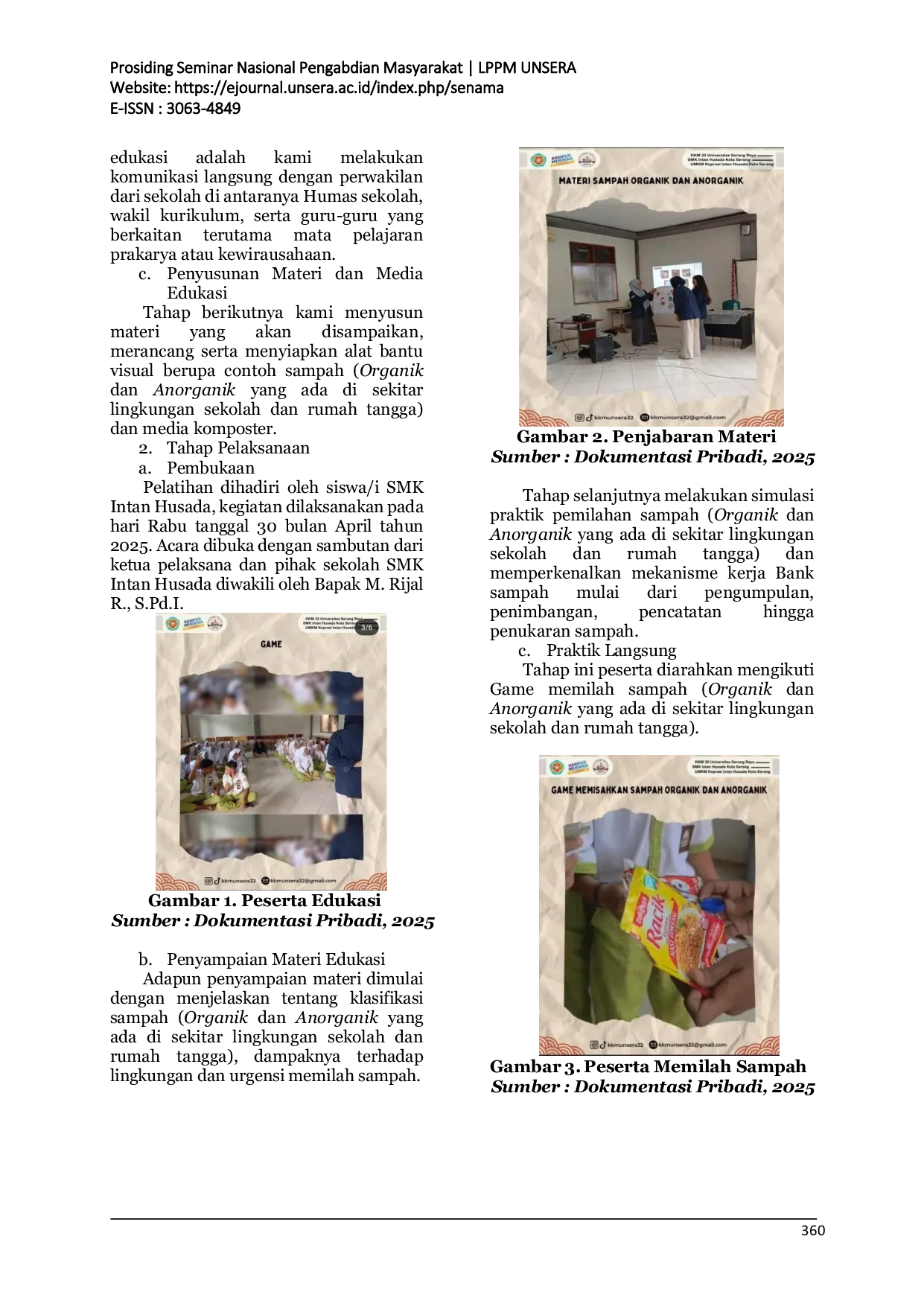 JURIS Edukasi Pengolahan Sampah Rumah Tangga Menjadi Kompos Organik Pada Siswa i SMK Intan Husada