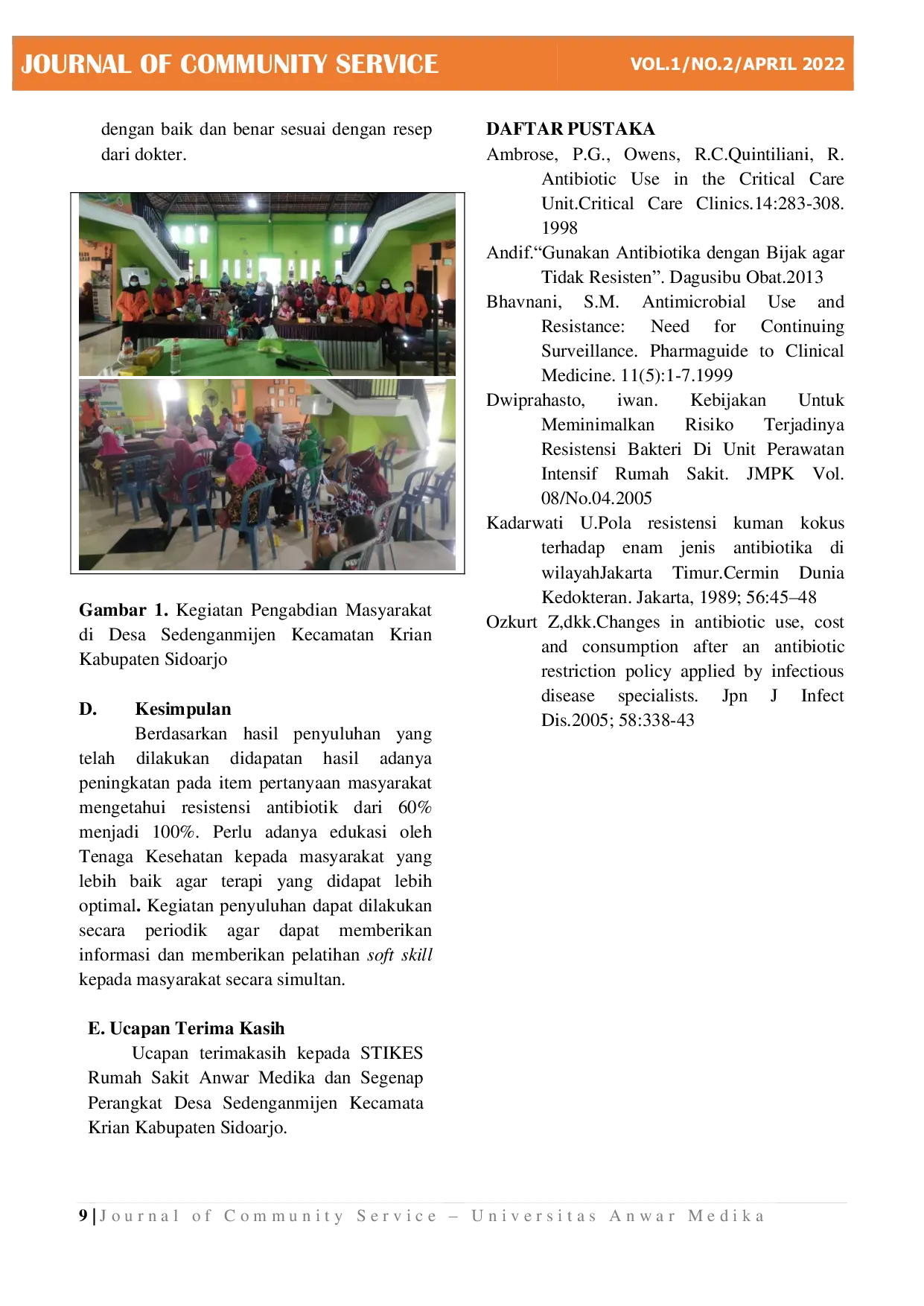 JURIS Edukasi Resistensi Antibiotik Kepada Masyarakat Di Desa Sedenganmijen Krian Sidoarjo