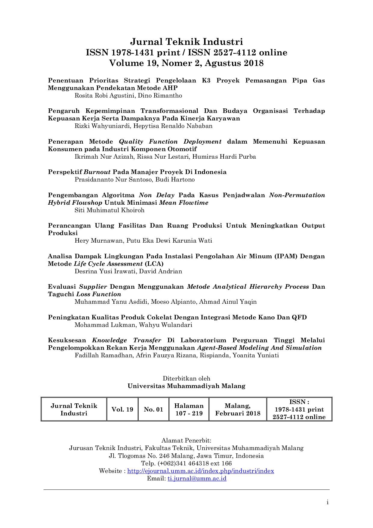 JURIS Frontmatter Front Cover Editorial Team and Table of Contents