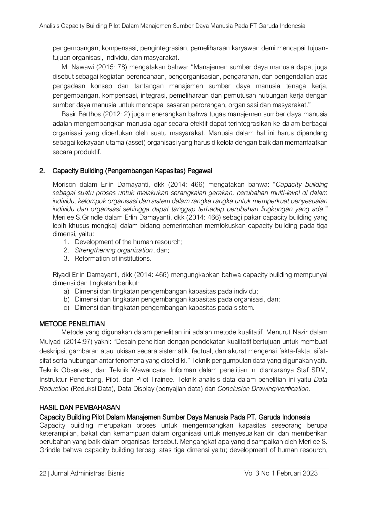 JURIS Analisis Capacity Building Pilot Dalam Manajemen Sumber Daya Manusia Pada PT Garuda Indonesia