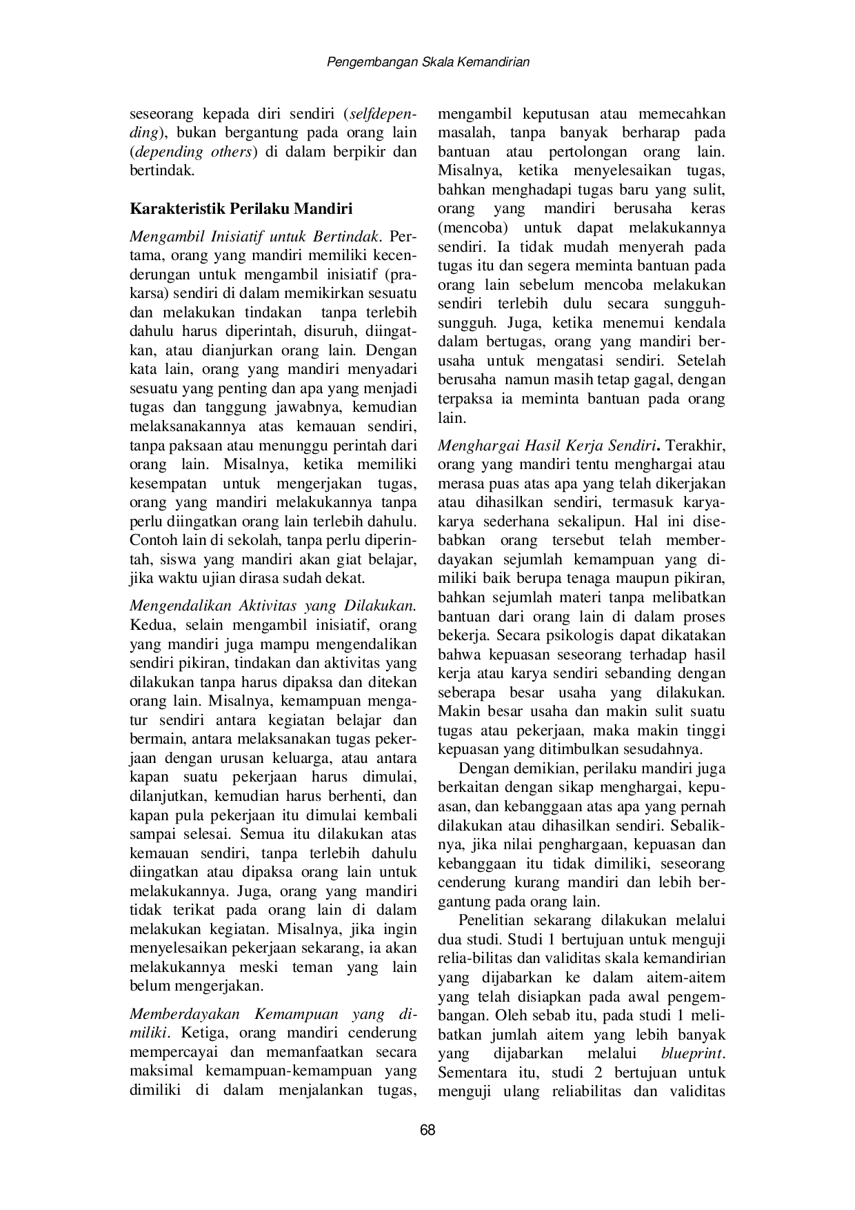 JURIS Pengembangan Skala Kemandirian