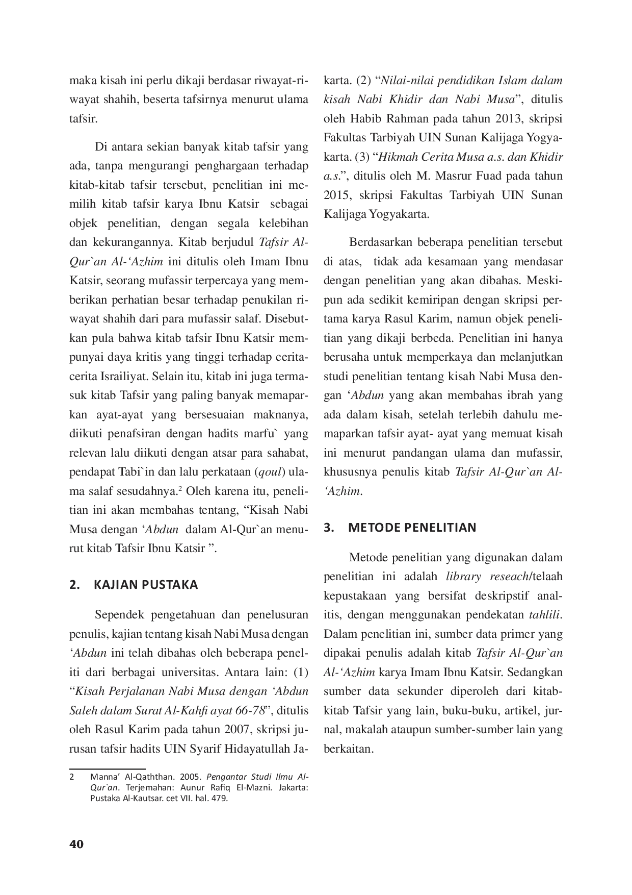 JURIS Kisah Nabi Musa dengan Abdun dalam Al Qur An Menurut Kitab Tafsir Ibnu Katsir