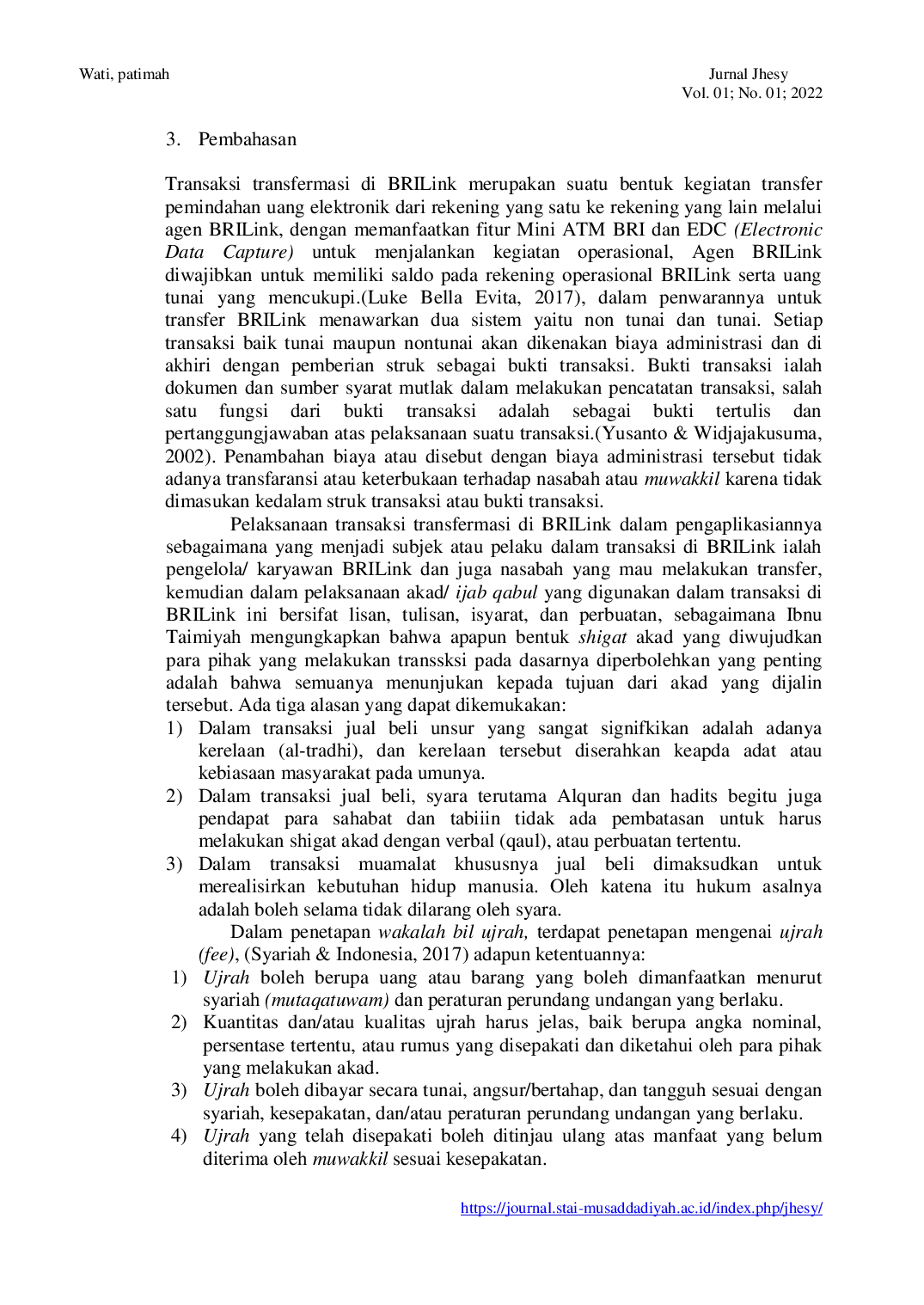 JURIS Transaksi Transfermasi Di BRILink Dalam Perspektif Akad Wakalah Bil Ujrah Mewakilkan Dengan Imbalan