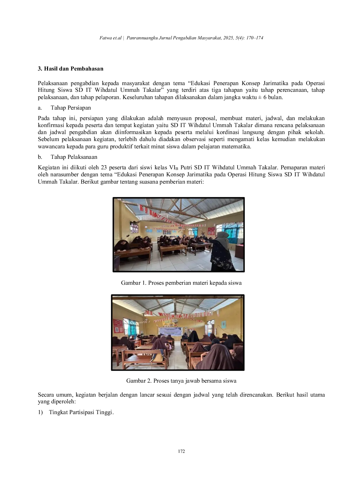 JURIS Edukasi Penerapan Konsep Jarimatika Pada Operasi Hitung Siswa SD IT Wihdatul Ummah Takalar