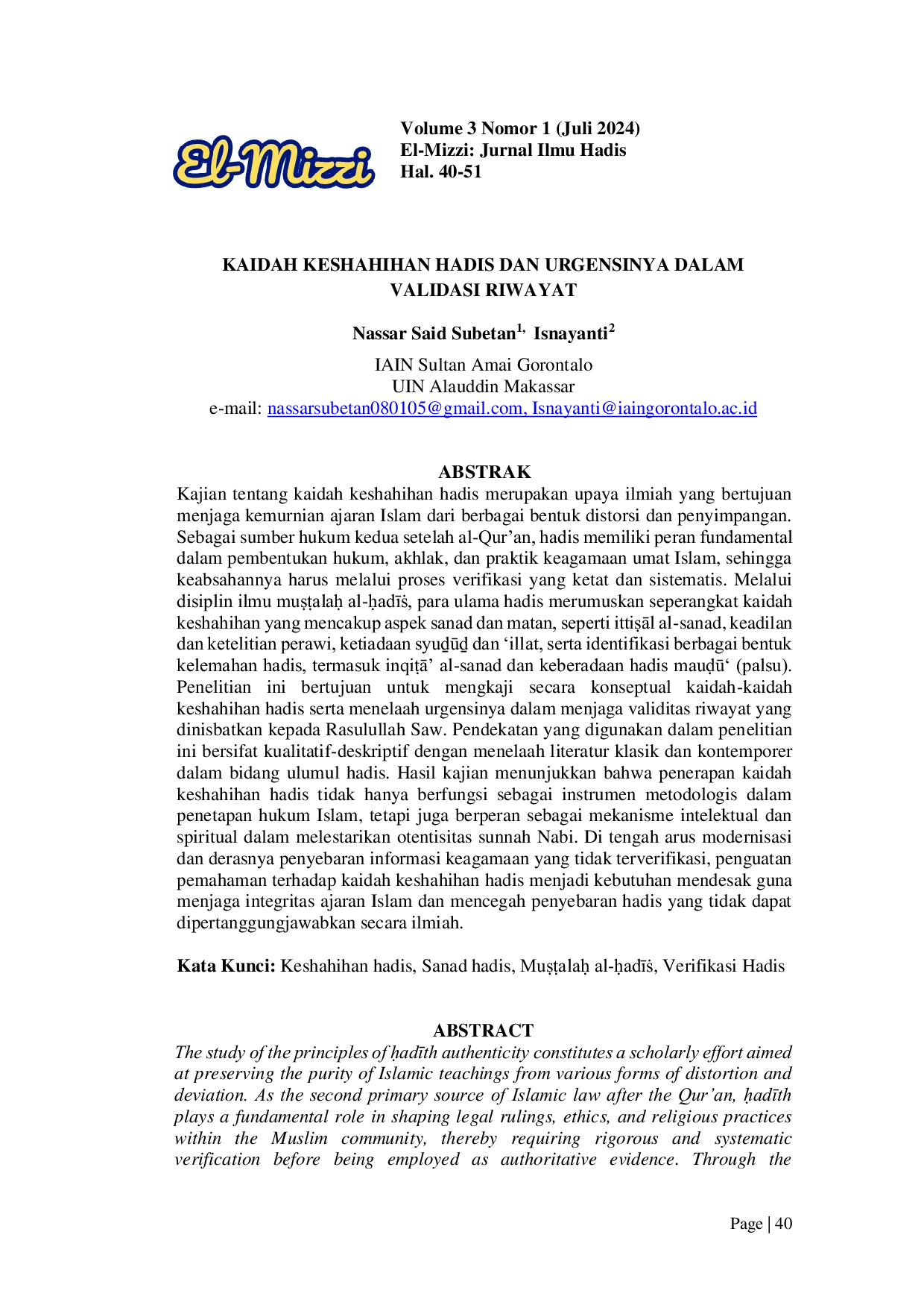 JURIS Kaidah Keshahihan Hadis dan Urgensinya dalam Validasi Riwayat