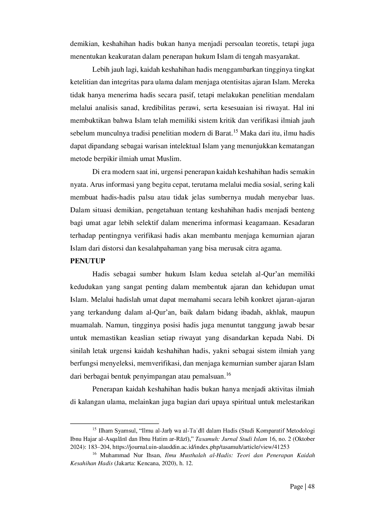 JURIS Kaidah Keshahihan Hadis dan Urgensinya dalam Validasi Riwayat