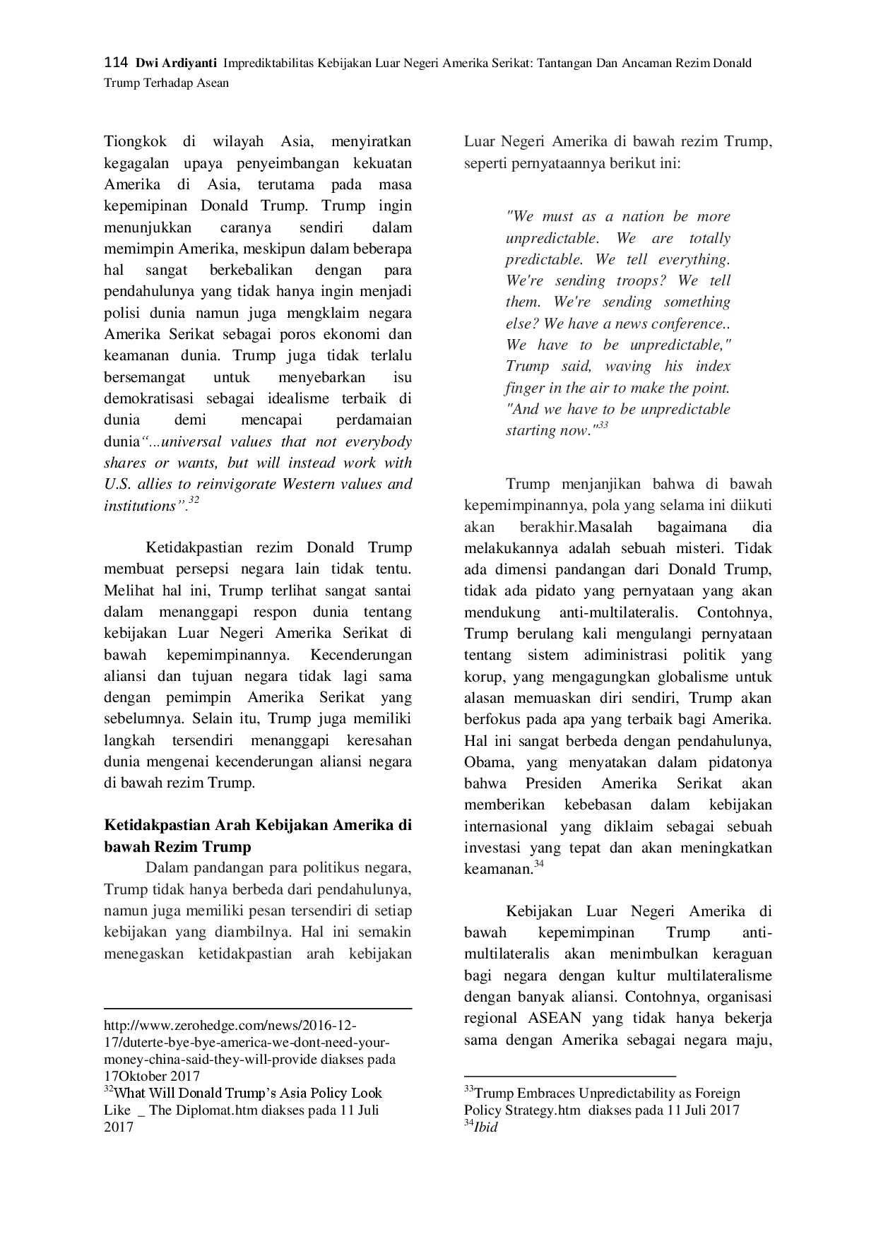 juris Imprediktibilitas Kebijakan Luar Negeri Amerika Serikat Tantangan dan Ancaman Rezim Donald Trump Terhadap ASEAN