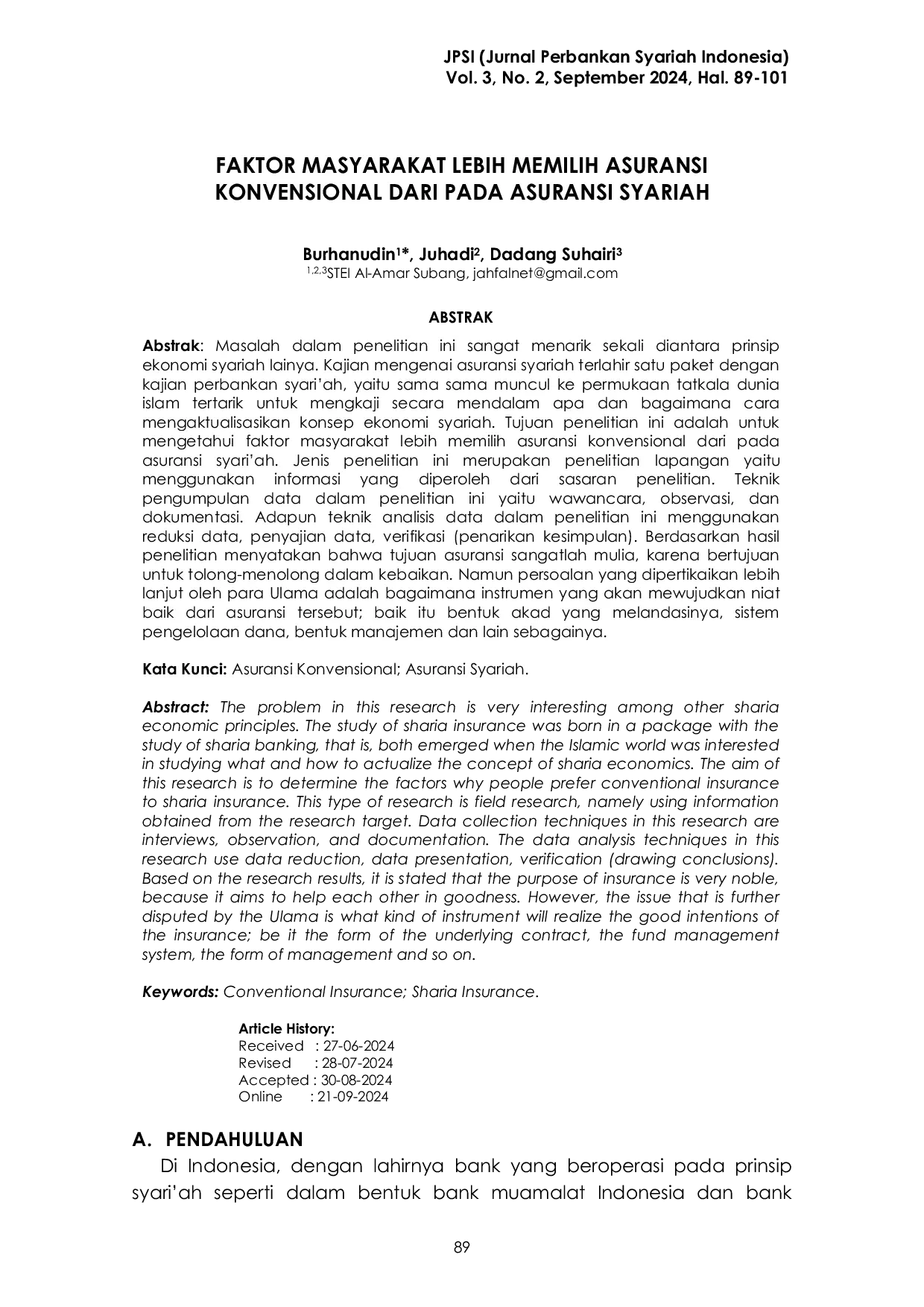 JURIS Faktor Masyarakat Lebih Memilih Asuransi Konvensional Dari Pada Asuransi Syariah