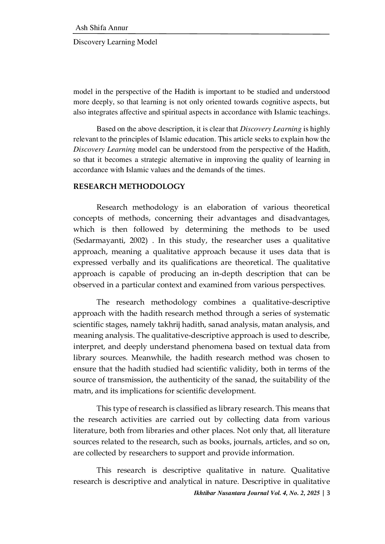 JURIS The Discovery Learning Model From The Perspective Of Hadith