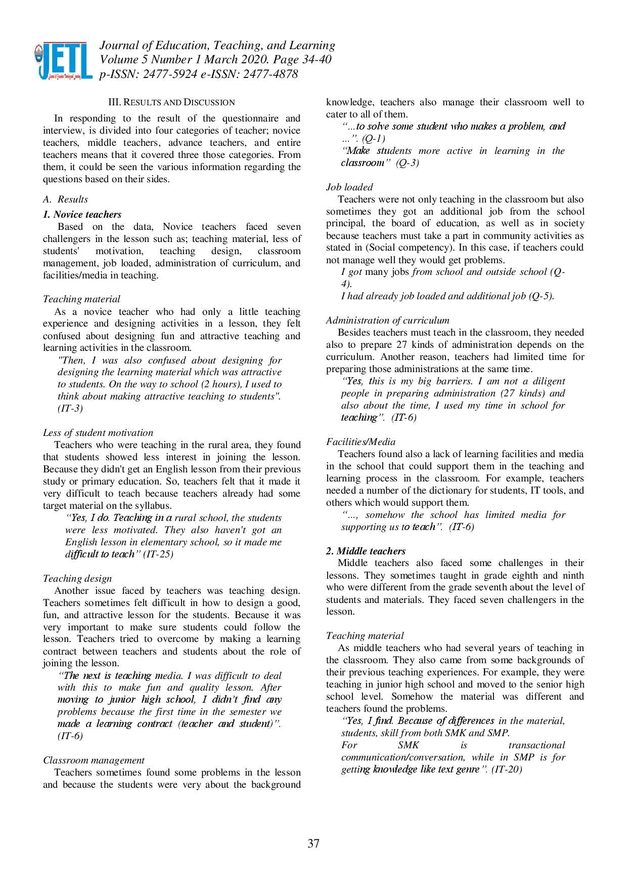 juris Challenges Faced by English Teacher in Teaching Case Study of Junior High School in Banjarnegara Regency