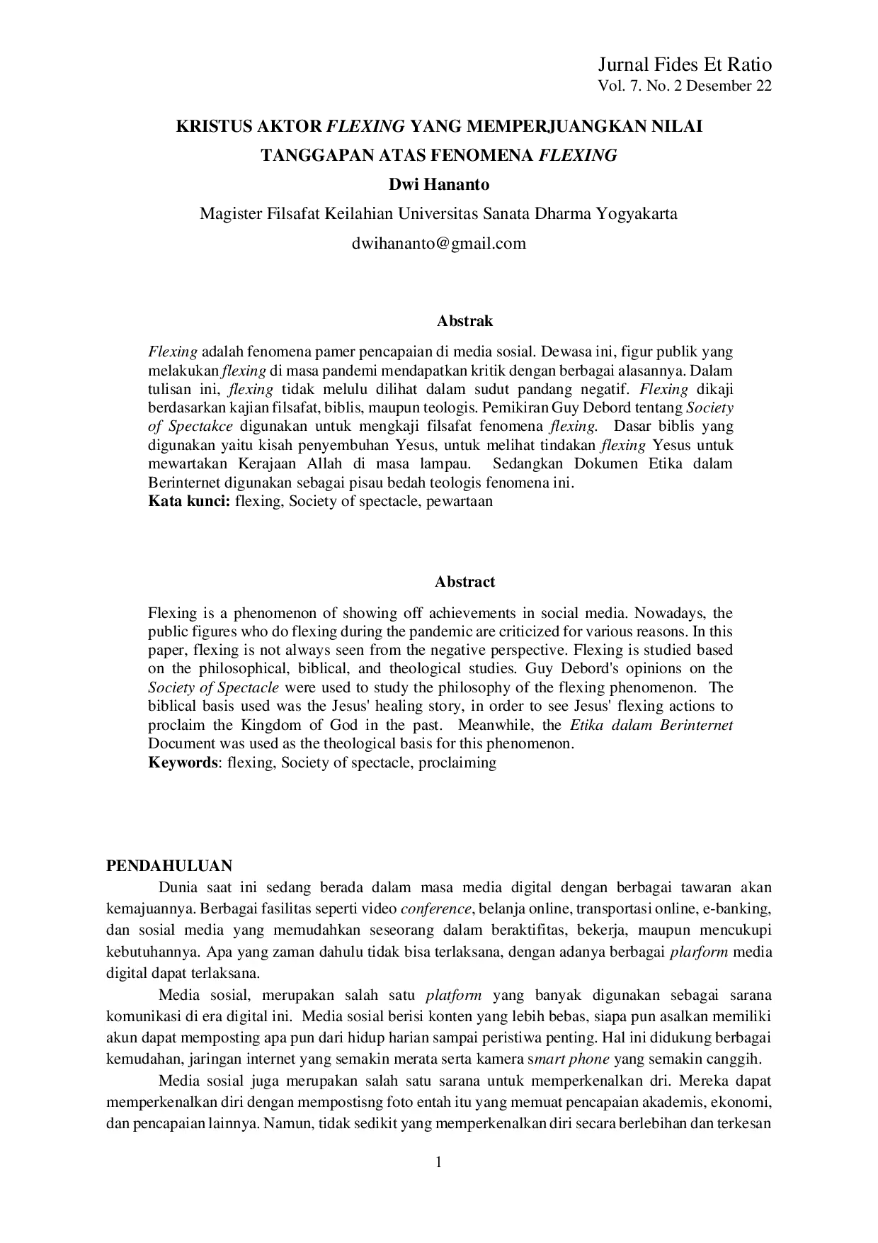 JURIS Kristus Aktor Flexing yang Memperjuangkan Nilai Tanggapan Atas Fenomena Flexing