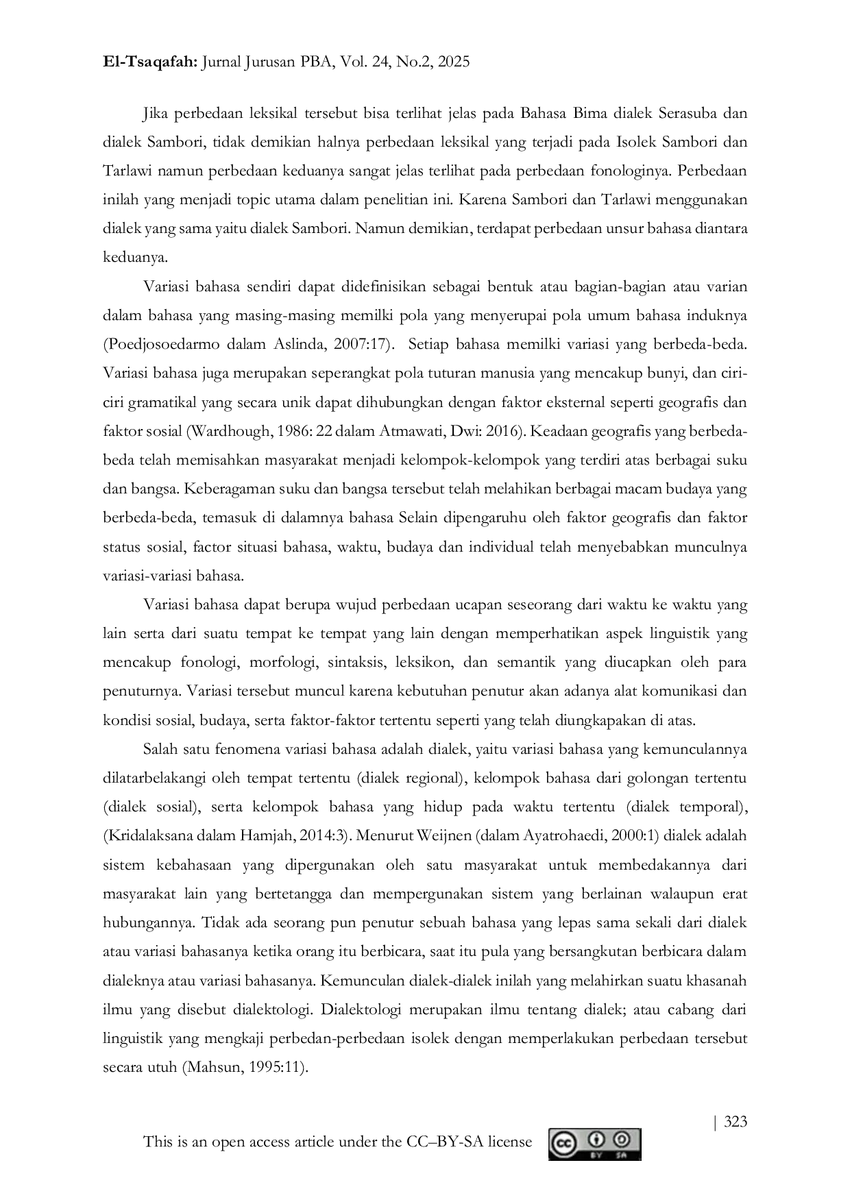 JURIS Perbedaan Fonologis dan Leksikal Isolek Sambori dan Tarlawi di Kabupaten Bima