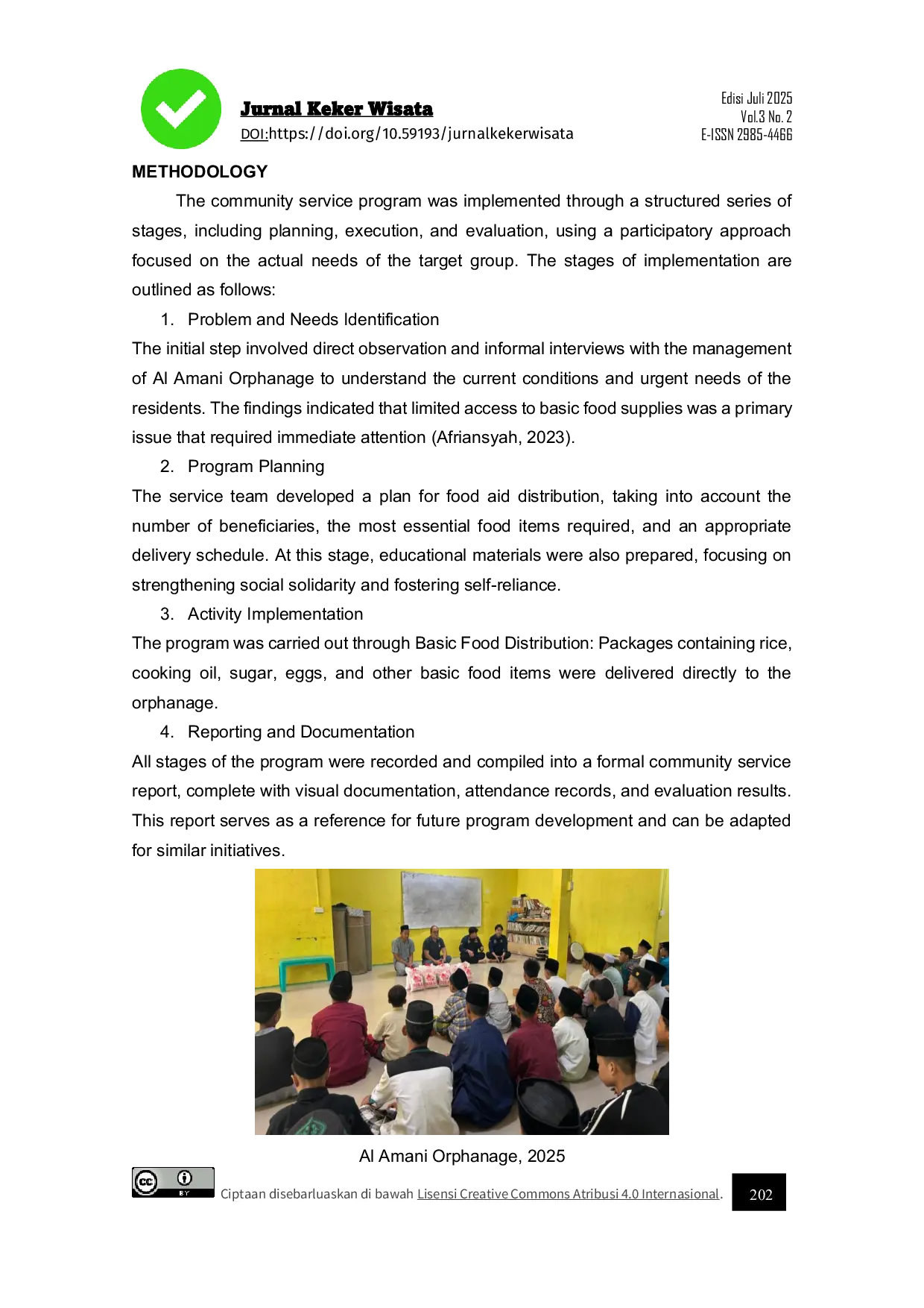 JURIS Enhancing Social Solidarity And Self Reliance Through The Distribution Of Basic Food Aid At Al Amani Orphanage Batam City