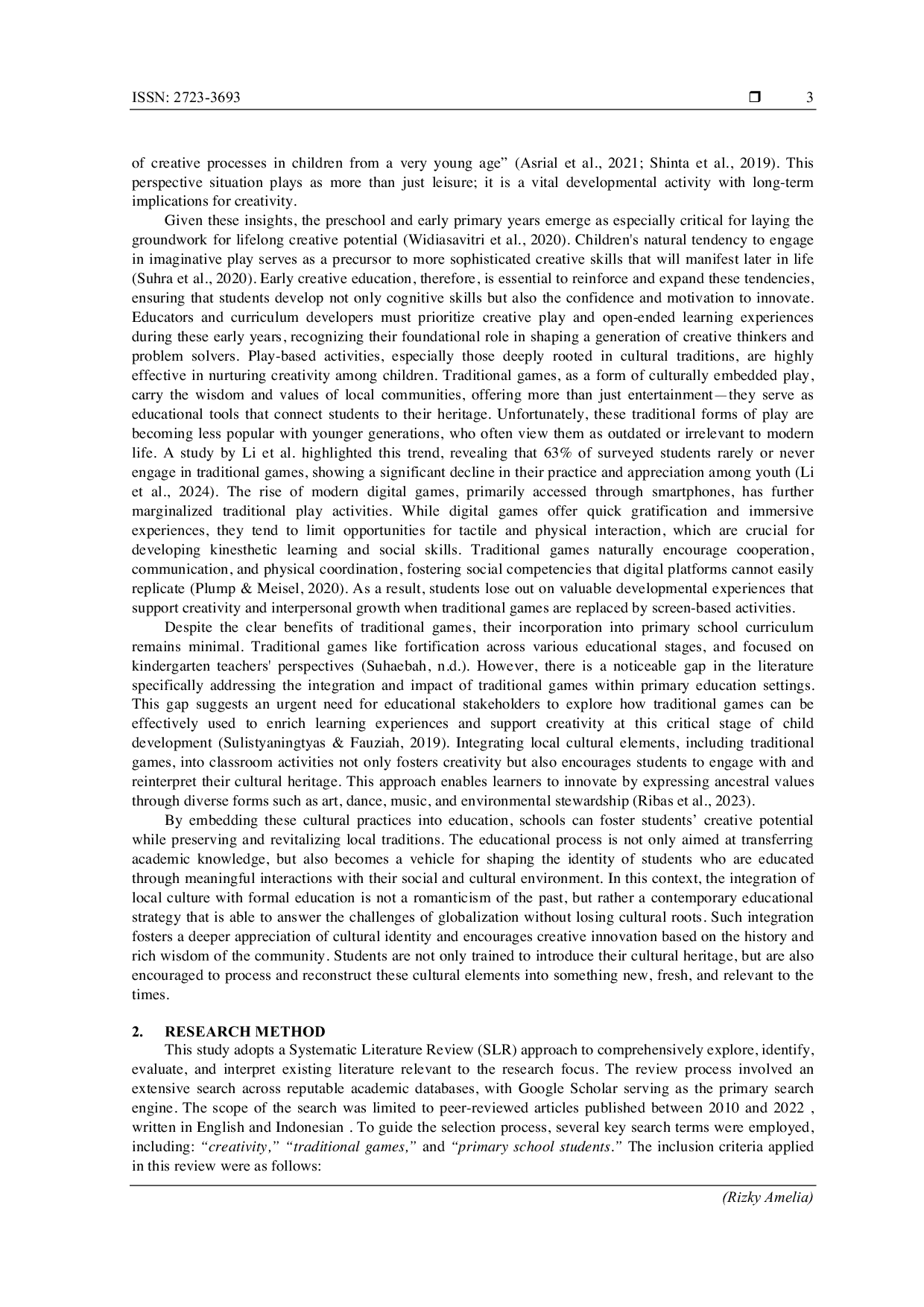 JURIS Reviving Traditional Games An Effective Medium for Enhancing Primary School Students Creativity A Literature Review