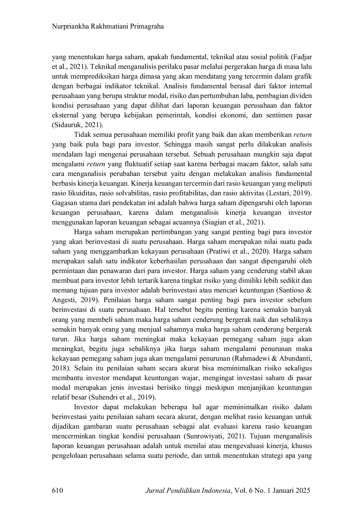 JURIS Efek Mediasi Return on Asset Current Ratio Terhadap Hubungan Antara Kepemilikan Manajerial Dan Harga Saham Pada Perusahaan Manufaktur Yang Terdaftar di Bursa Efek Indonesia Tahun 2021 2023