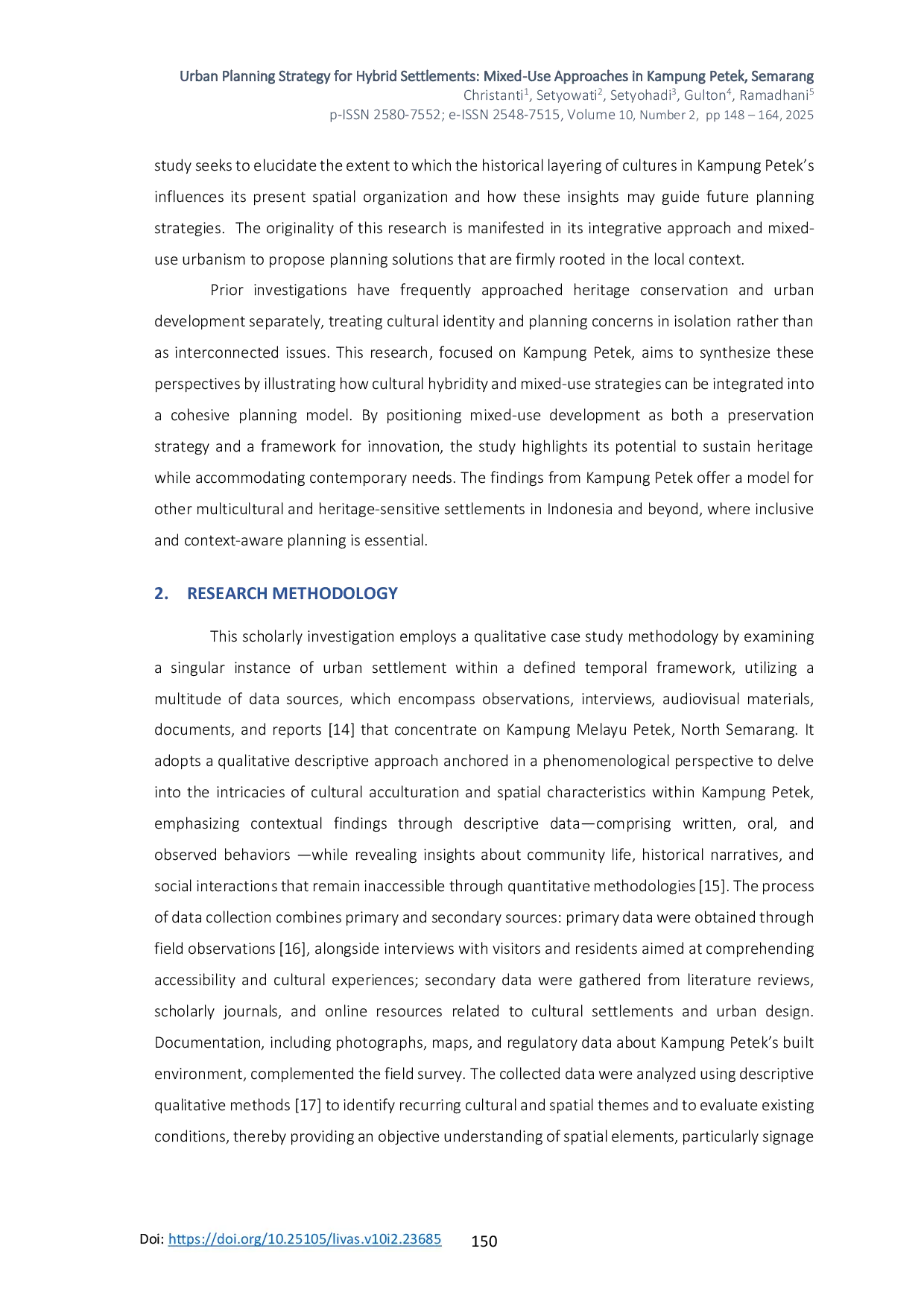JURIS Urban Planning Strategy for Hybrid Settlements Mixed Use Approaches in Kampung Petek Semarang