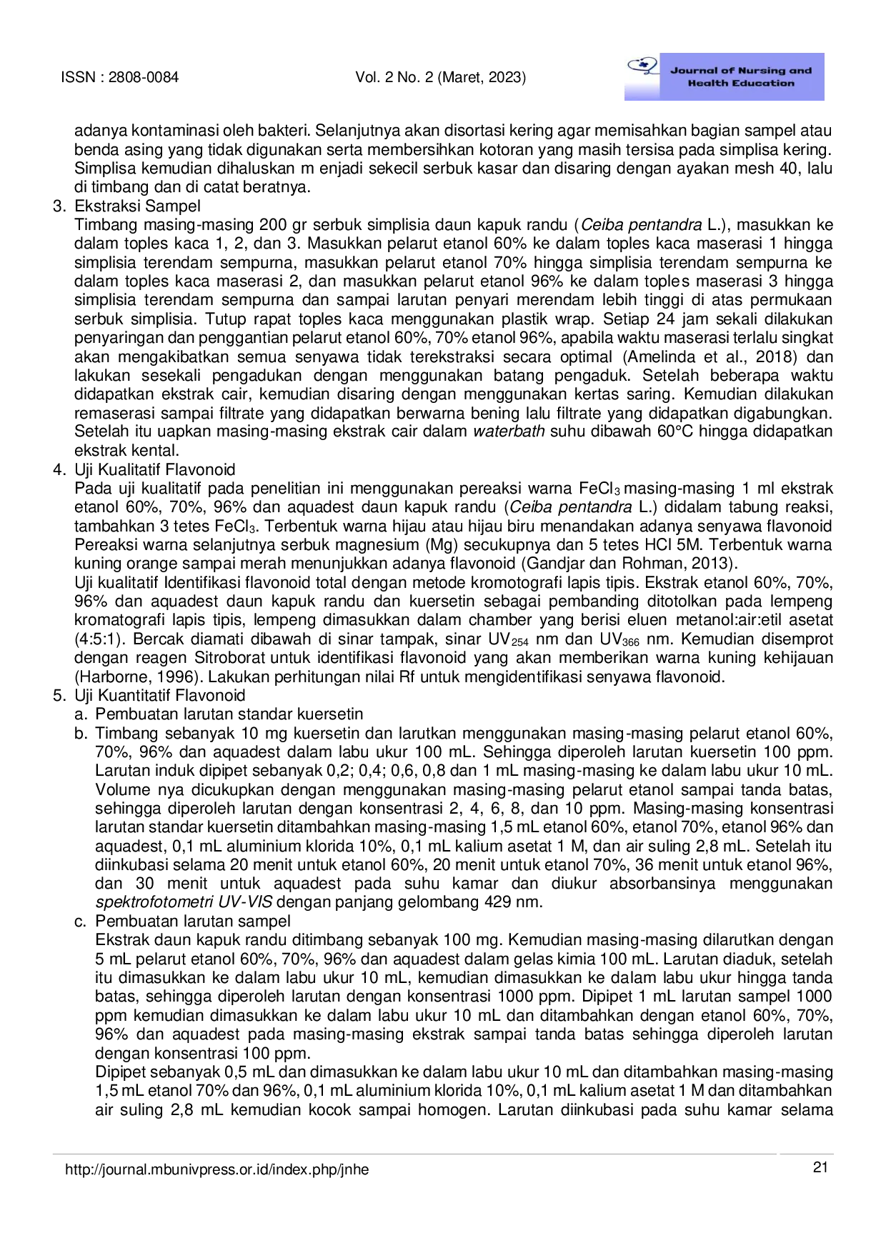 JURIS Comparison of To tal Flavonoid Levels Based on Differences in Ethanol Solvent Concentration from Kapok Randu Leaf Extract Ceiba pentandra L