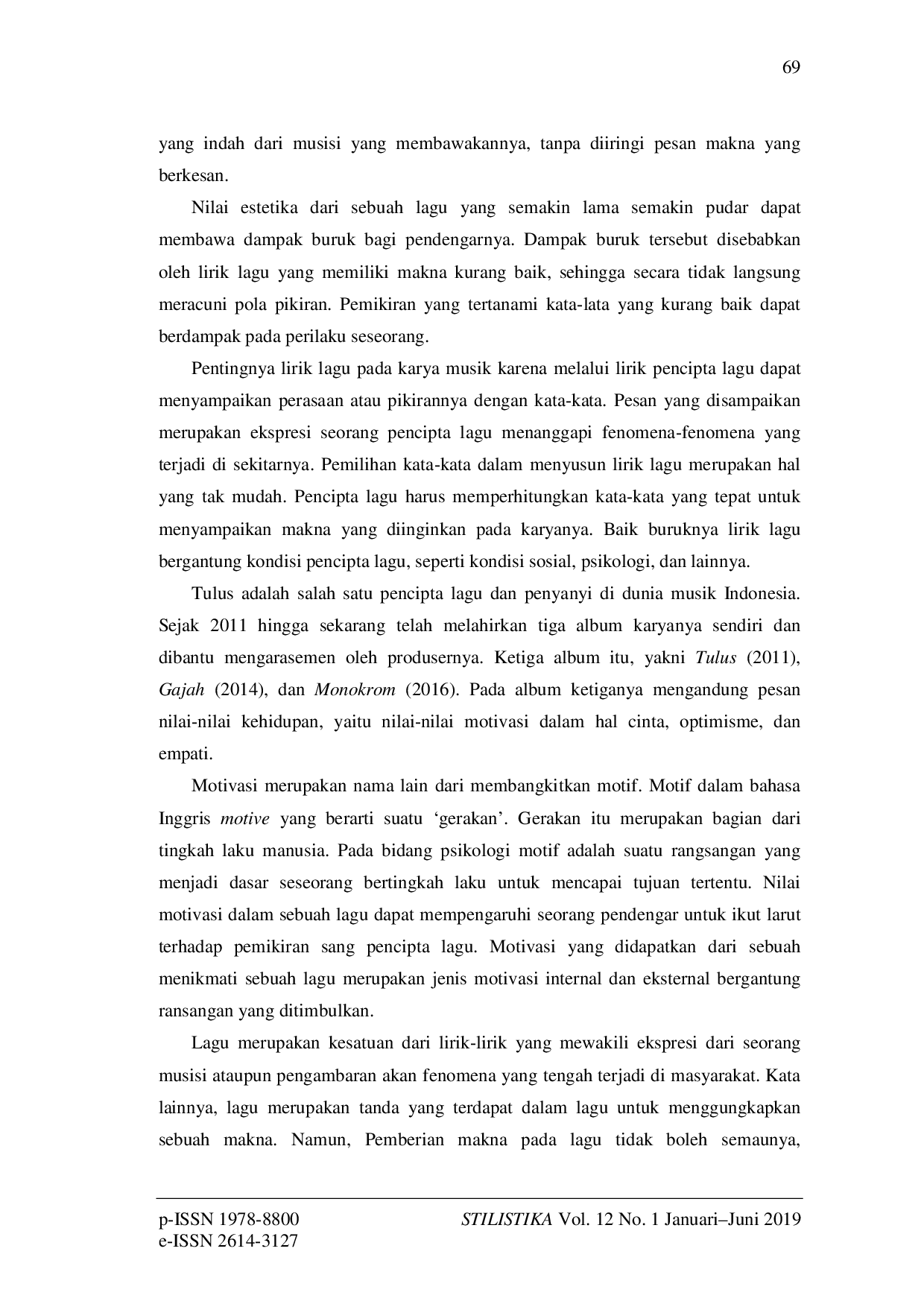 JURIS Pesan Nilai Nilai Motivasi pada Lirik Lagu Album Monokrom Kajian Semiotika Model Charles Sander Peirce