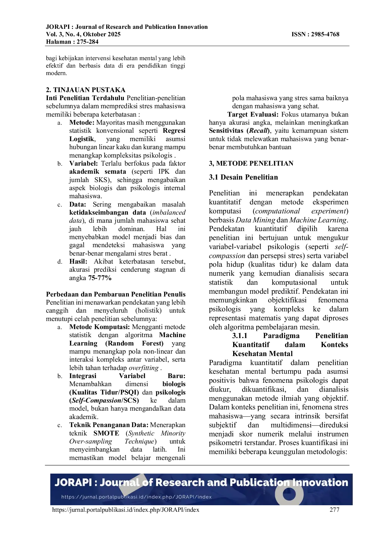 JURIS Estimasi Proporsi Stres Tinggi Pada Mahasiswa