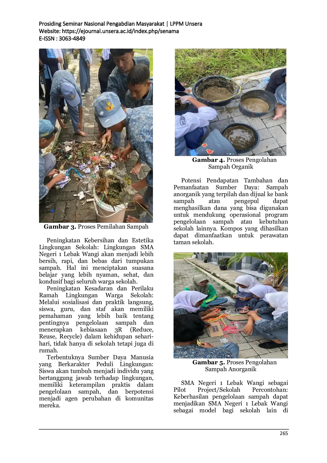 JURIS Edukasi dan Implementasi Pengelolaan Sampah untuk Meningkatkan Kesadaran Hidup Bersih bagi Warga SMAN 1 Lebak Wangi Kabupaten Serang