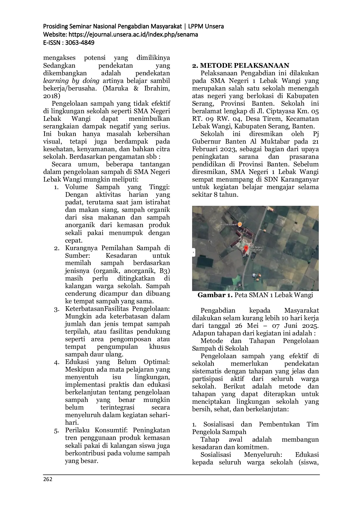 JURIS Edukasi dan Implementasi Pengelolaan Sampah untuk Meningkatkan Kesadaran Hidup Bersih bagi Warga SMAN 1 Lebak Wangi Kabupaten Serang