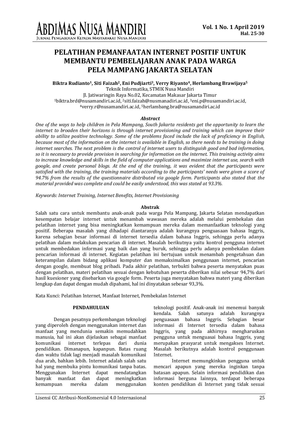 JURIS Pelatihan Pemanfaatan Internet Positif Untuk Membantu Pembelajaran Anak Pada Warga Pela Mampang Jakarta Selatan