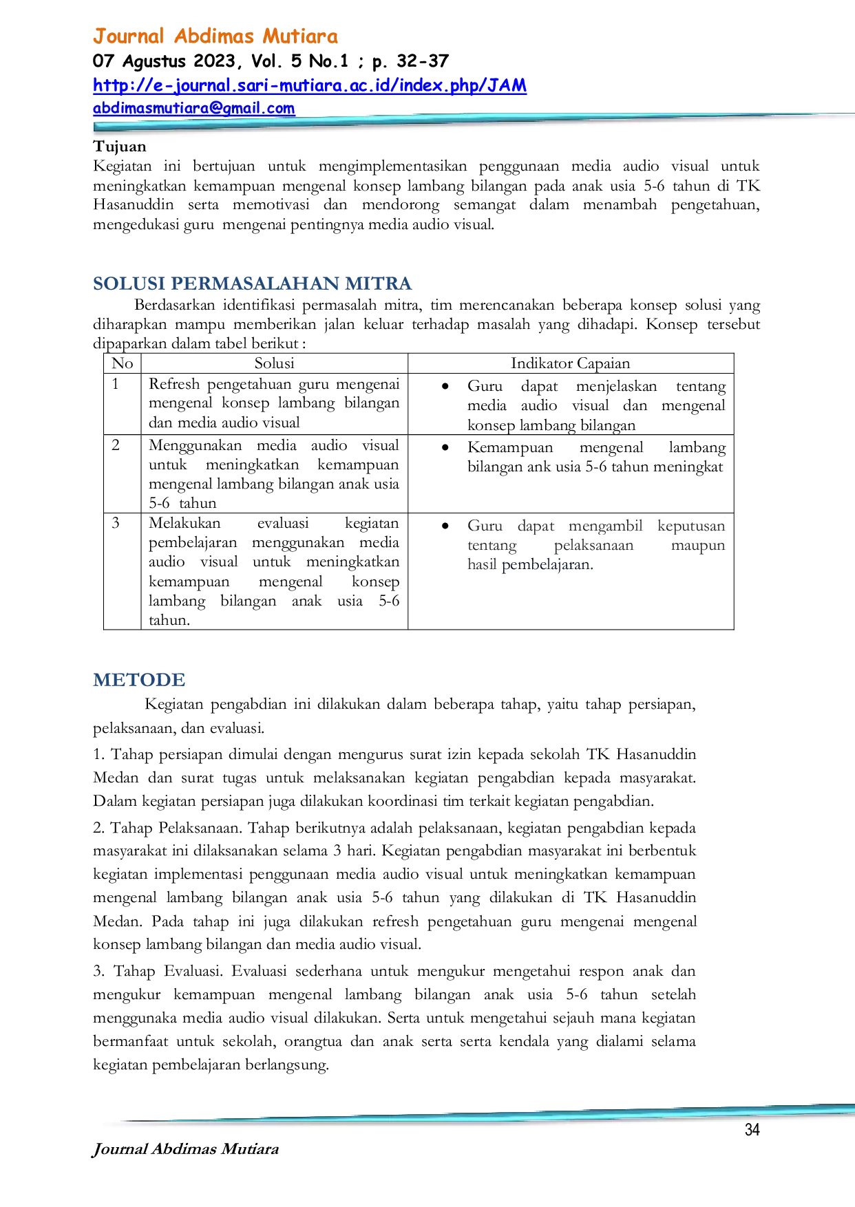 JURIS Implementasi Penggunaan Media Audio Visual Untuk Meningkatkan Kemampuan Mengenal Konsep Lambang Bilangan Anak Usia 5 6 Tahun di TK Hasanuddin