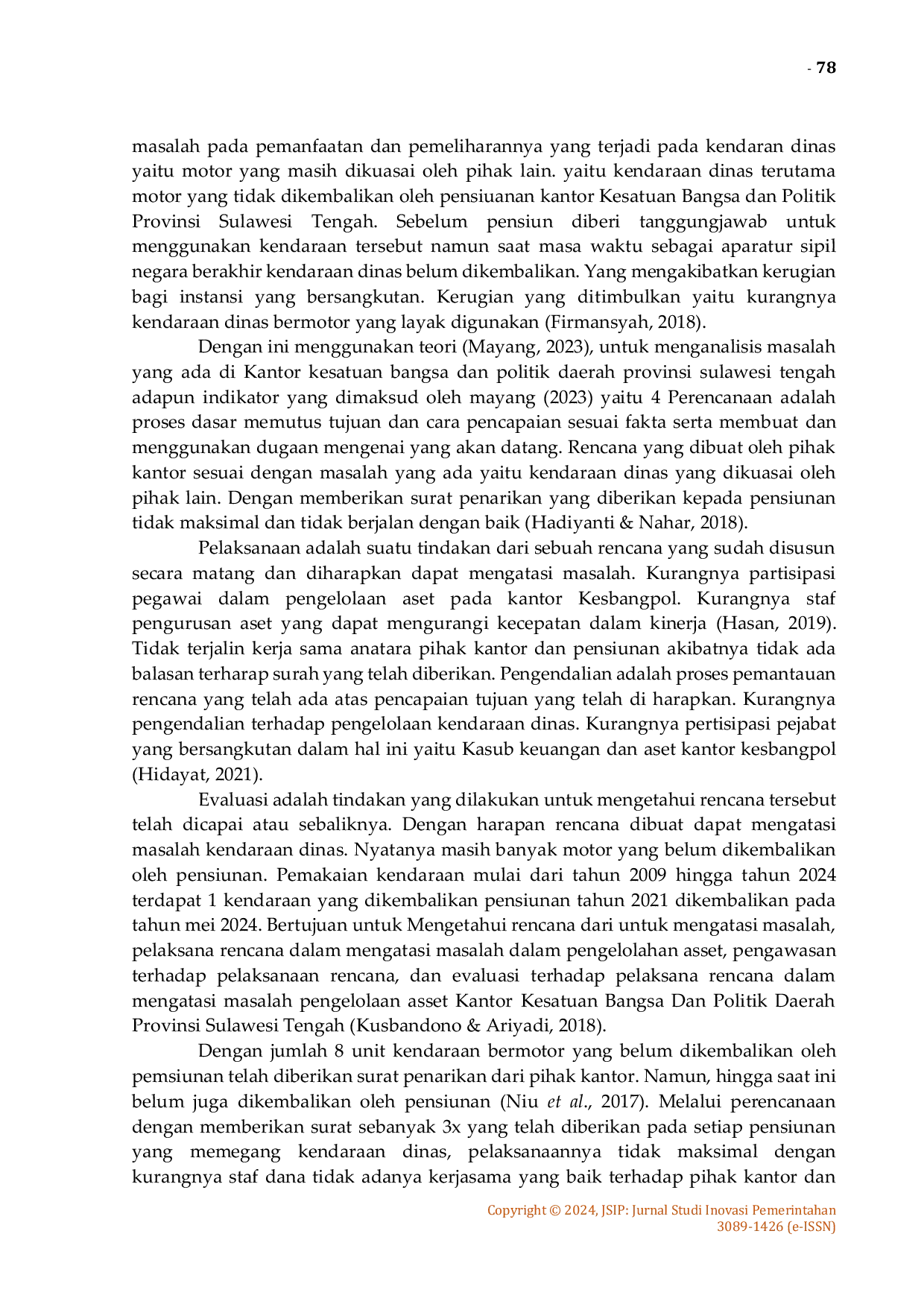 JURIS Pengelolaan Aset Daerah pada Kantor Kesatuan Bangsa dan Politik Provinsi Sulawesi Tengah