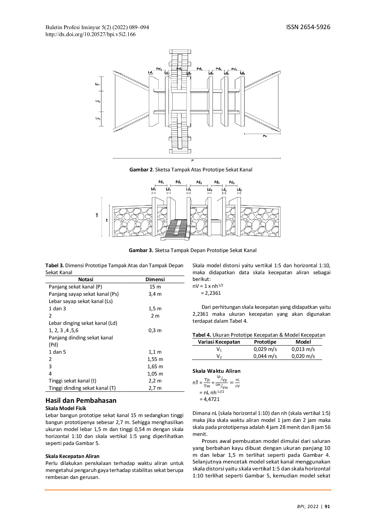 JURIS Uji Eksperimental Pengaruh Kecepatan Aliran dan Tinggi Muka Air terhadap Stabilitas Model Fisik Sekat Kanal yang terbuat dari Material Beton