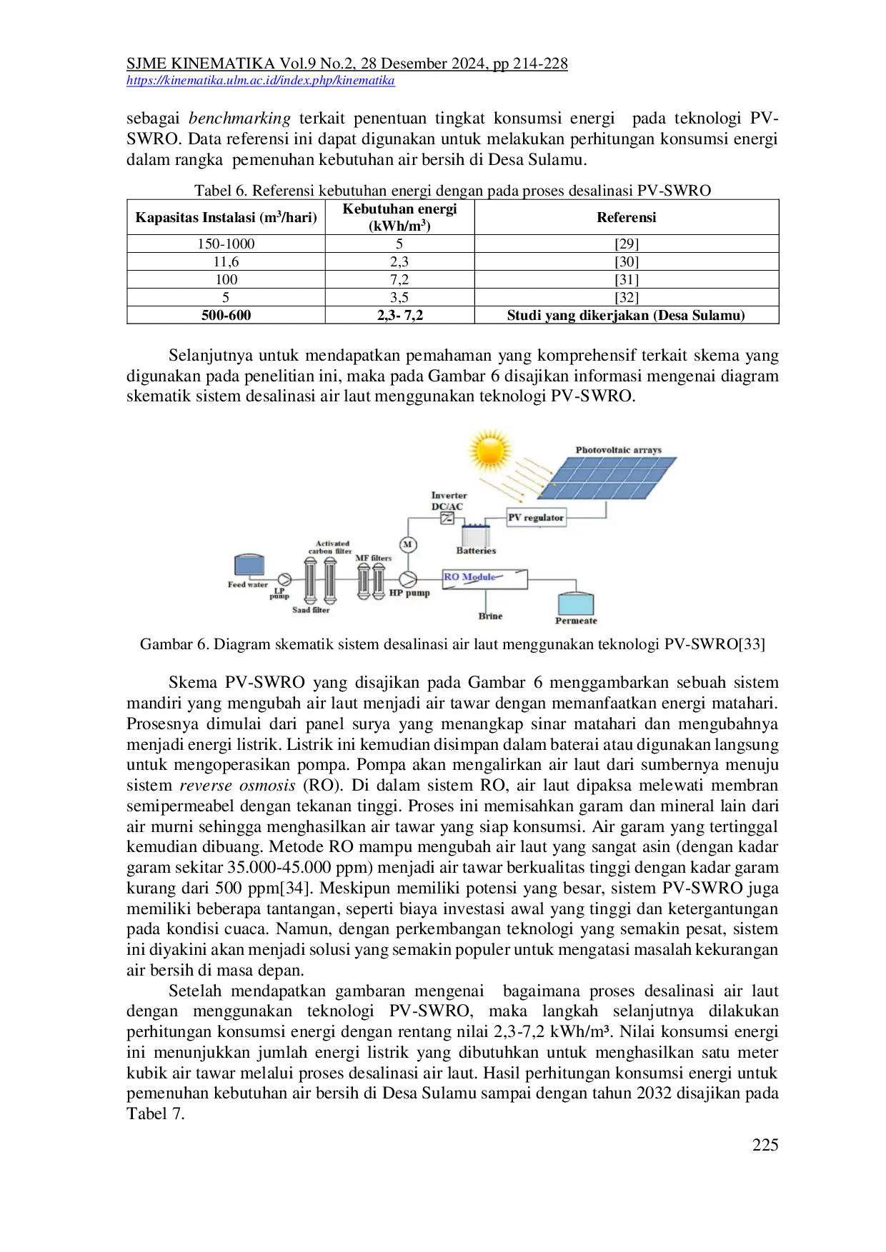 JURIS Studi Penyediaan Air Bersih Di Desa Sulamu Menggunakan Teknologi Photovoltaic Sea Water Reverse Osmosis