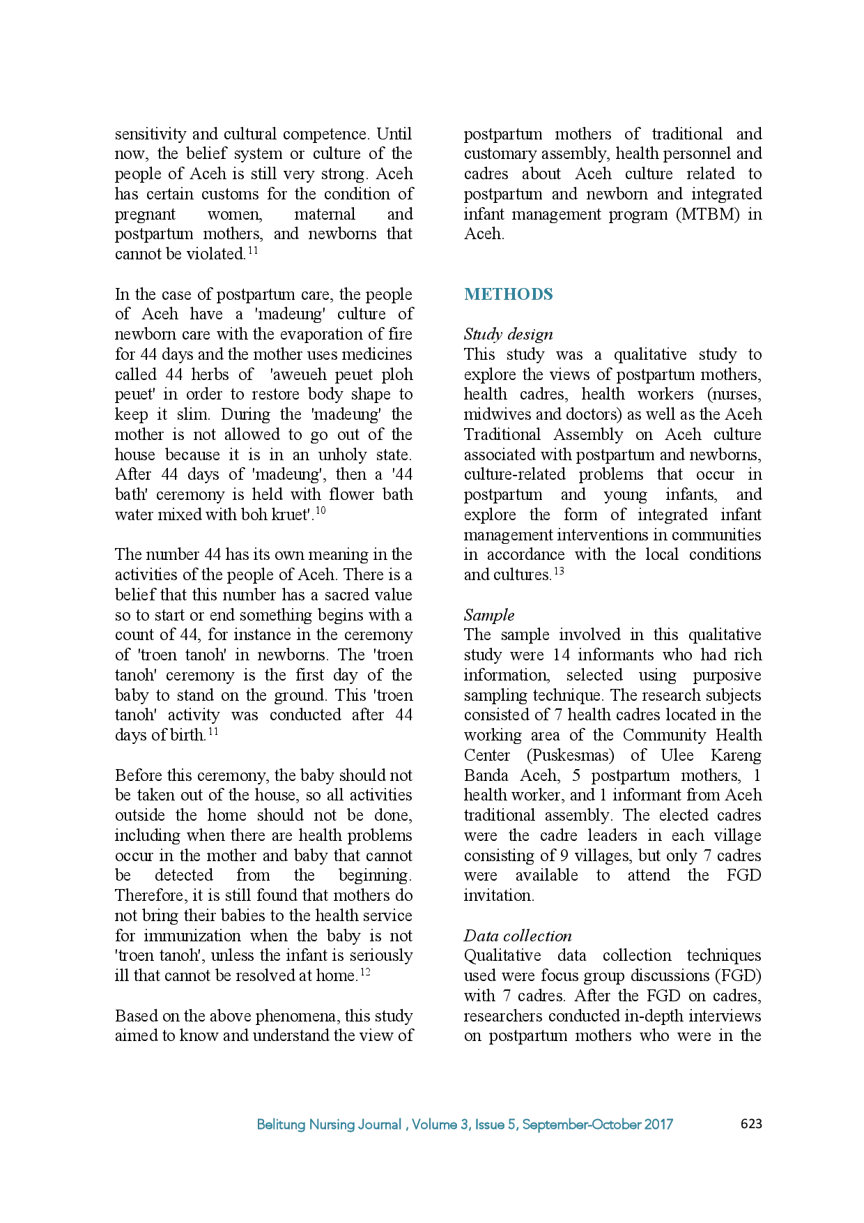 juris Aceh Culture on Maternal and Child Health Related to Integrated Management of Infant Illness A Qualitative Study in North Sumatra Indonesia