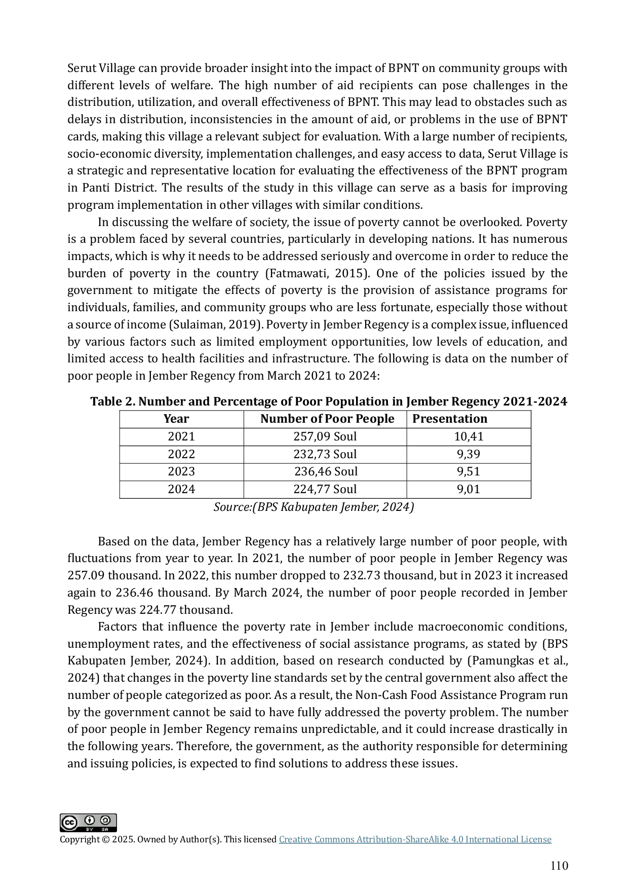 JURIS Evaluation of Non Cash Food Assistance Program in Improving Community Welfare in Serut Village Panti District Jember Regency