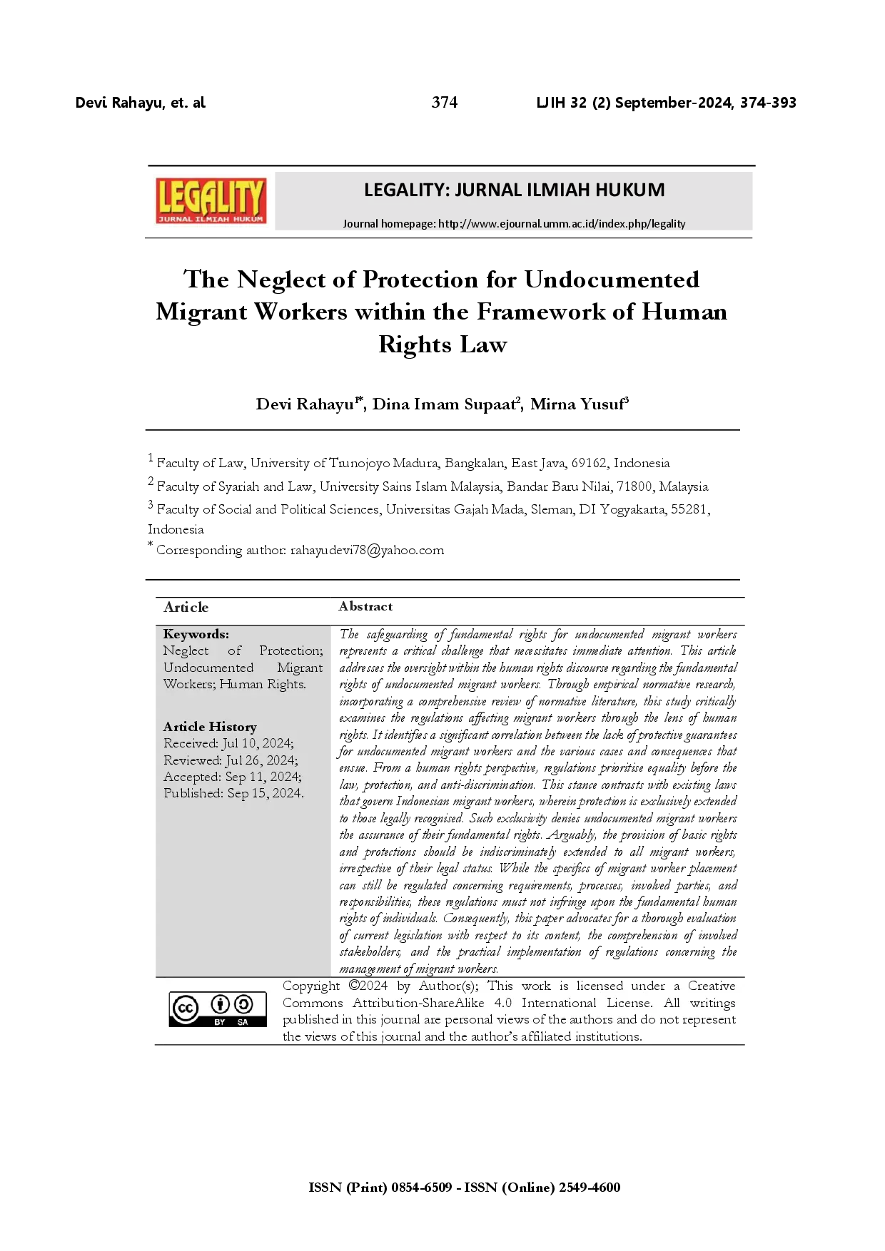 juris The neglect of protection for undocumented Migrant Workers within the framework of Human Rights Law