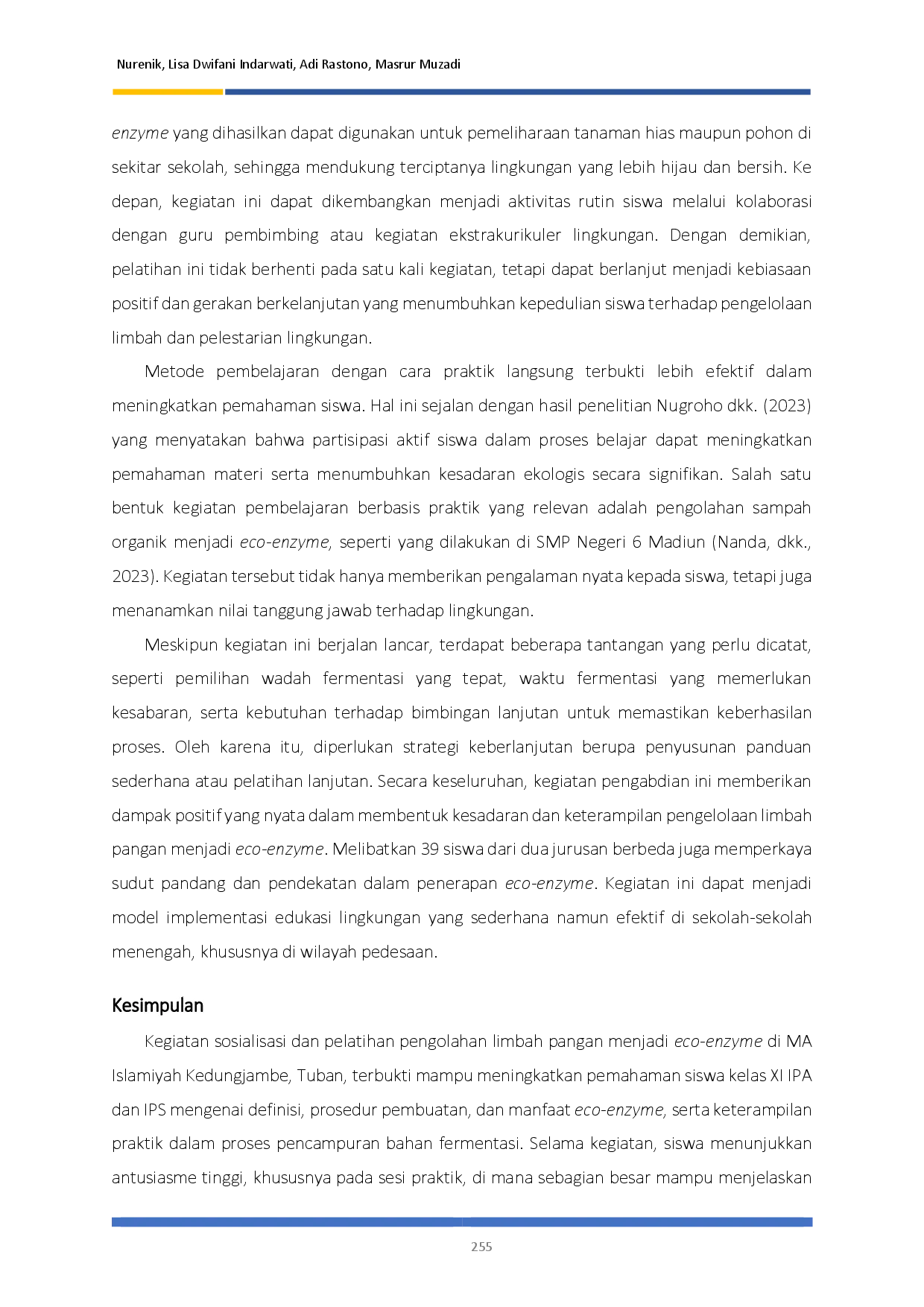 juris Sosialisasi dan Pelatihan Pengolahan Limbah Pangan menjadi Eco enzyme di Lingkungan Sekolah