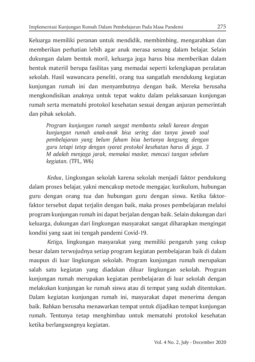 JURIS Implementasi Kunjungan Rumah Dalam Pembelajaran Pada Masa Pandemi
