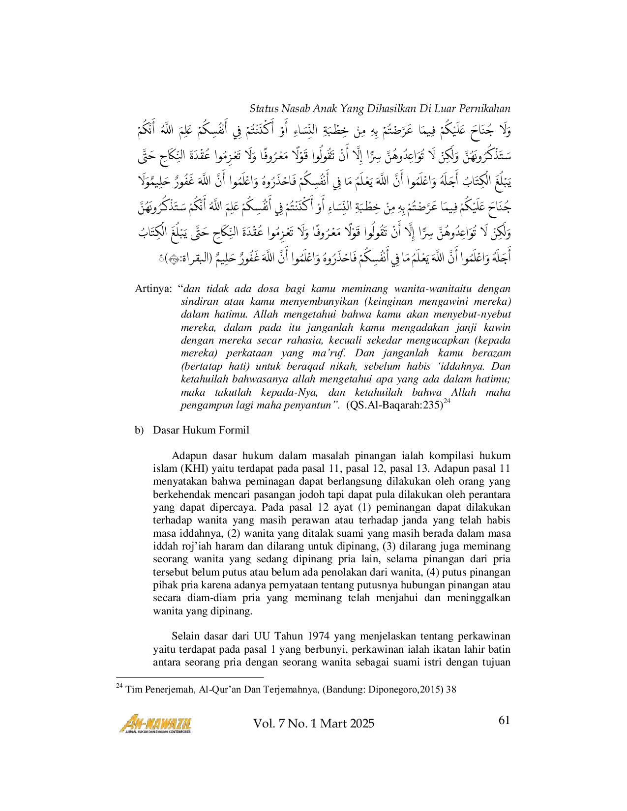 JURIS Kajian Sosio Yuridis Pengaruh Sangkal Terhadap Pernikahan Pada Masyarakat Lebbeng Barat Kecamatan Pasongsongan Kabupaten Sumenep