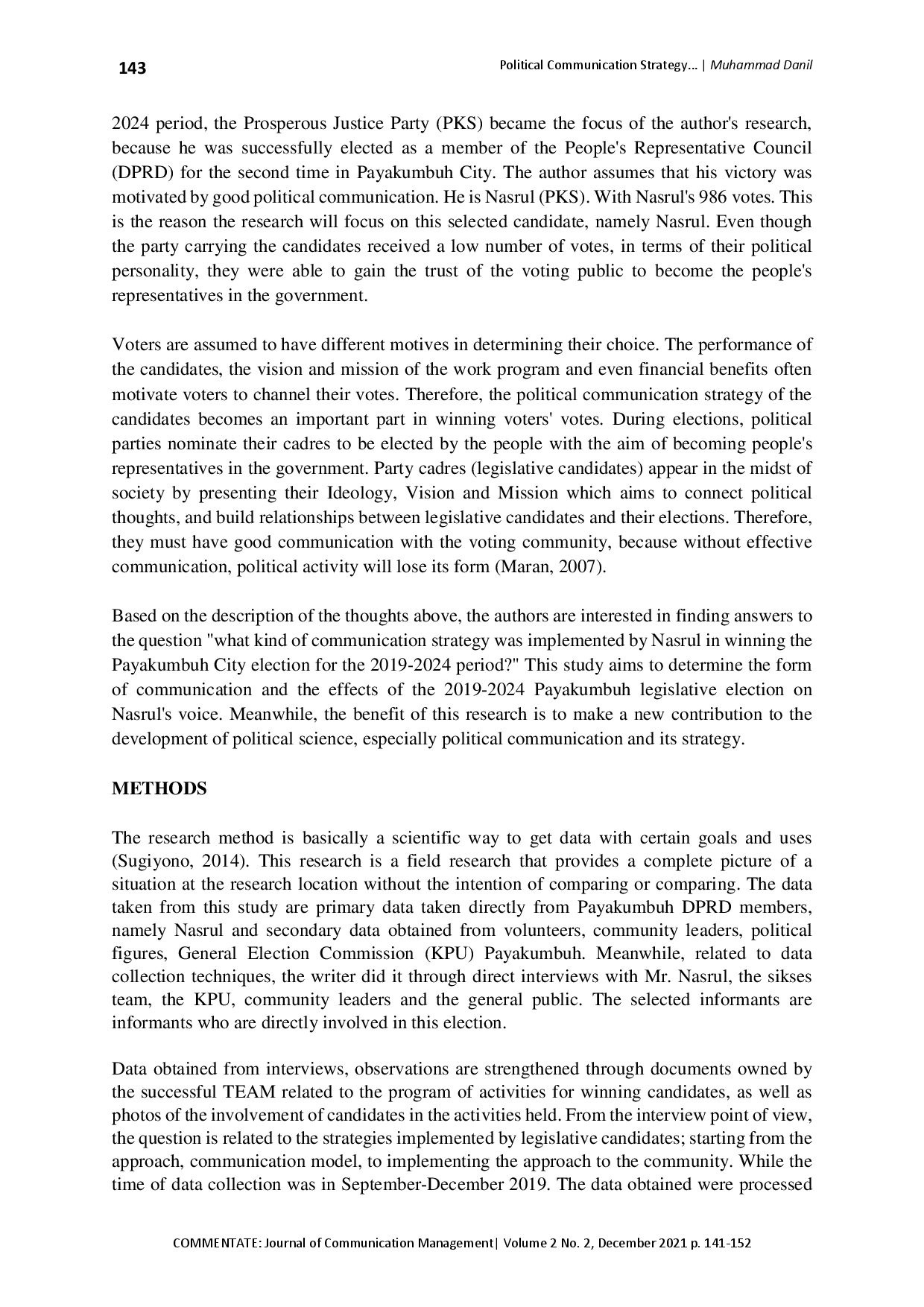 juris Political Communication Strategy in Legislative Elections A Case Study of Nasrul in the Period of 2019 2024 in Payakumbuh City