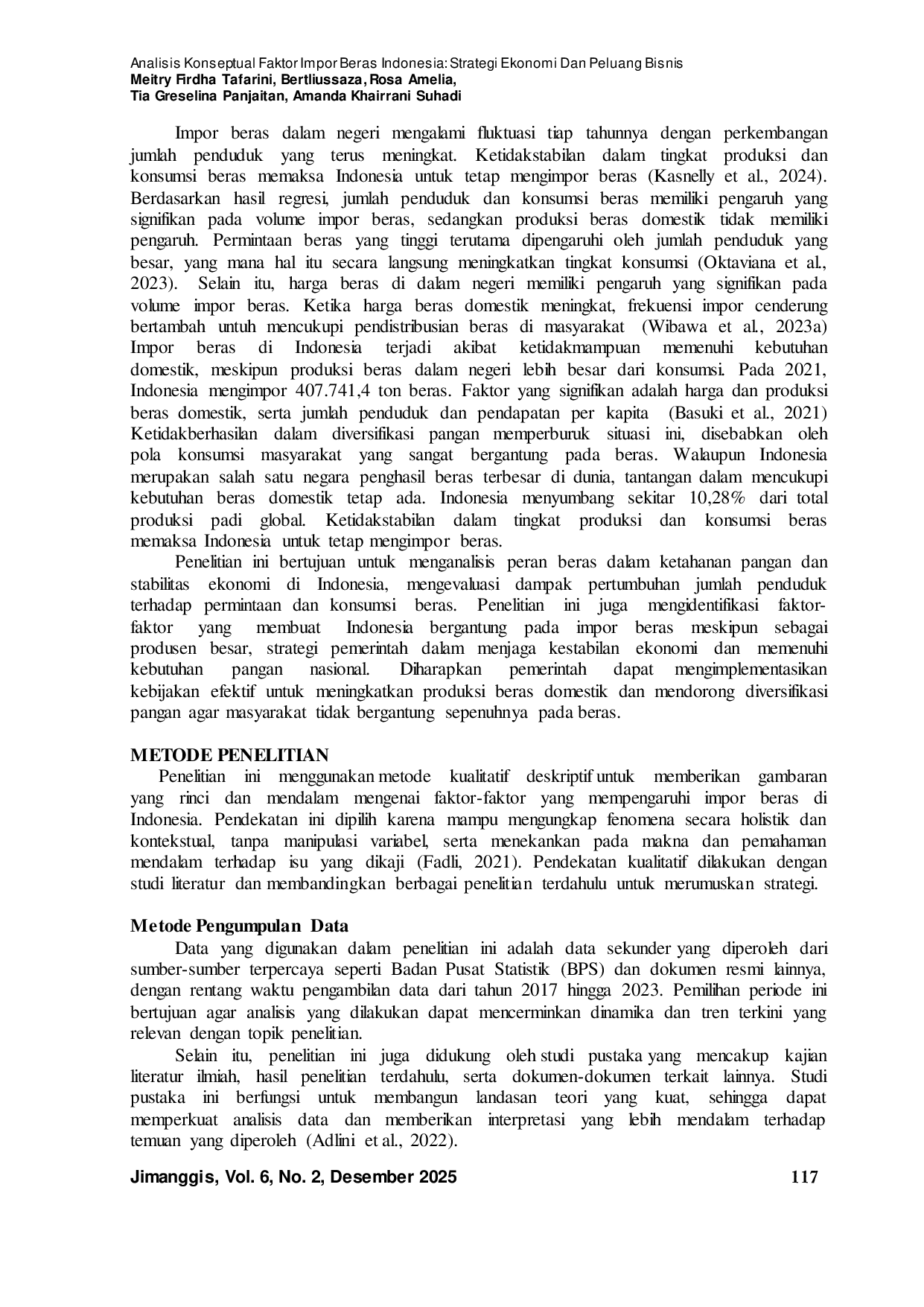 JURIS Analisis Konseptual Faktor Impor Beras Indonesia Strategi Ekonomi Dan Peluang Bisnis