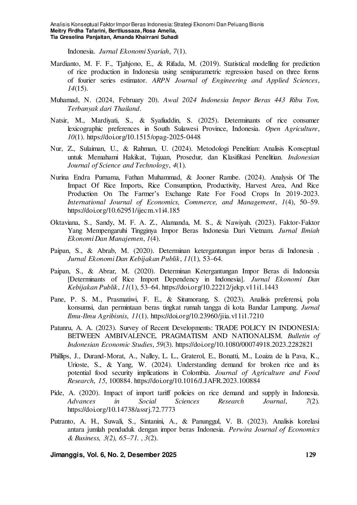 JURIS Analisis Konseptual Faktor Impor Beras Indonesia Strategi Ekonomi Dan Peluang Bisnis