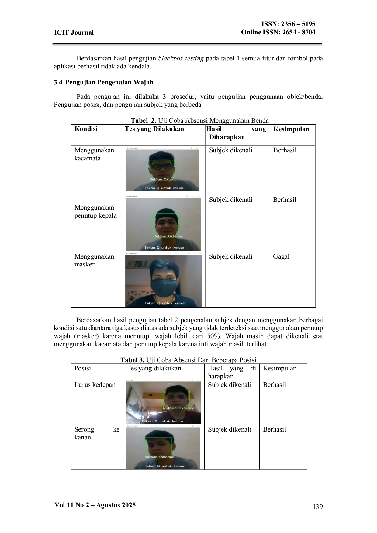 JURIS Aplikasi Absensi Berbasis Pengenalan Wajah dengan Haar Cascade dan Local Binary Pattern Histogram