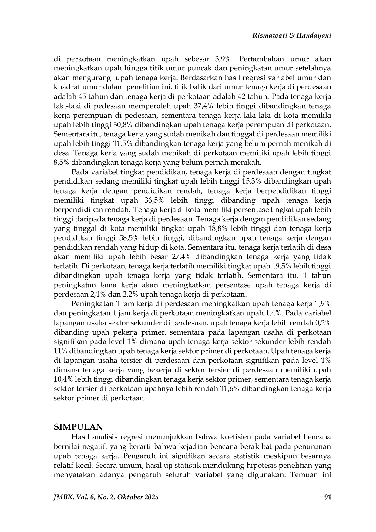 JURIS Dampak Kejadian Bencana terhadap Upah Tenaga Kerja di Indonesia