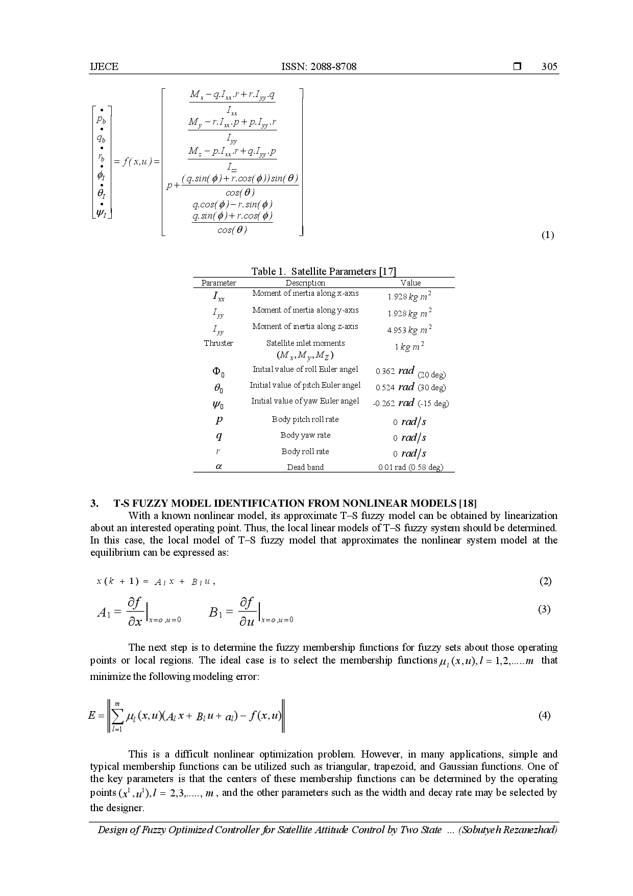 juris Design of Fuzzy Optimized Controller for Satellite Attitude Control by Two State actuator to reduce Limit Cycle based on Takagi Sugeno Method