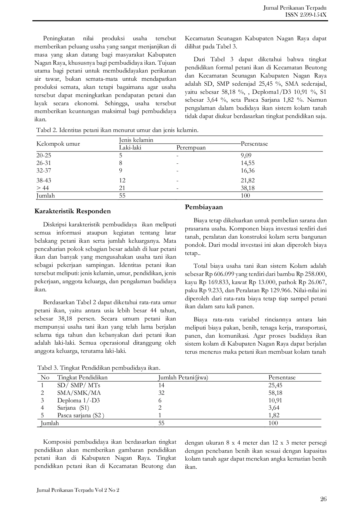 JURIS Analisis Finansial Budidaya Ikan Air Tawar Di Kabupaten Nagan Raya