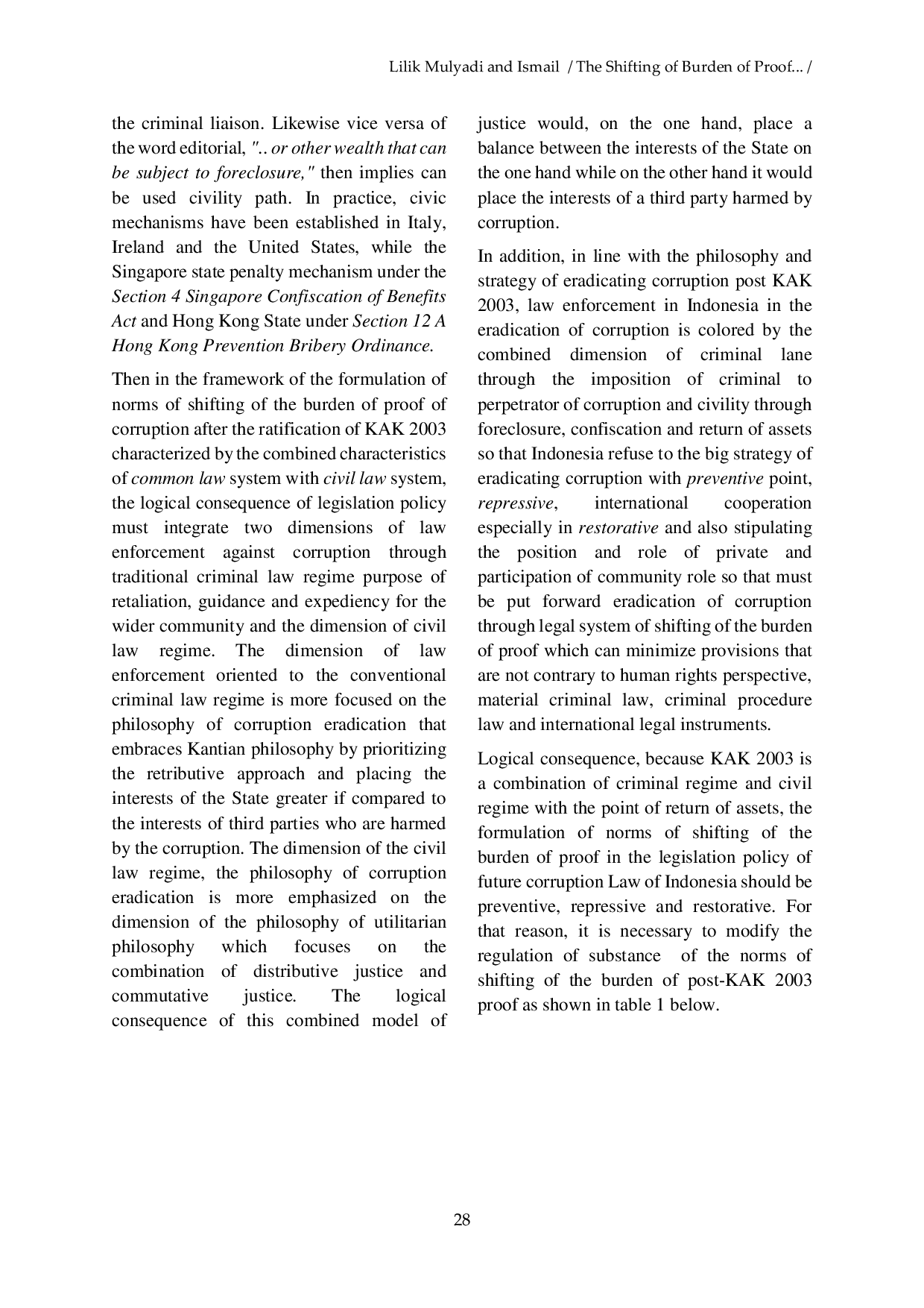 JURIS The Shifting of Burden of Proof on Corruption Offences in Indonesia After The Ratification of United Nations Convention Against Corruption UNCAC 2003