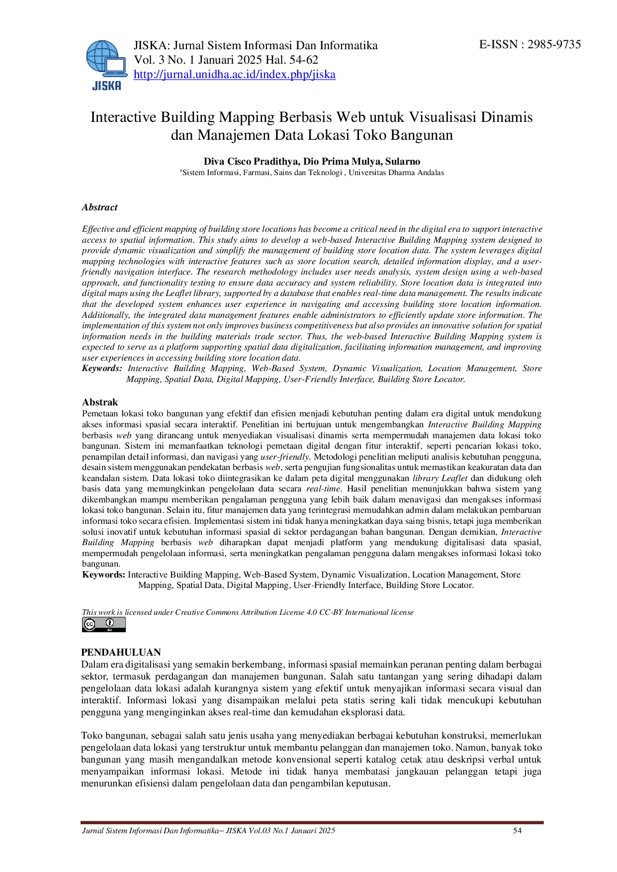 juris Interactive Building Mapping Berbasis Web untuk Visualisasi Dinamis dan Manajemen Data Lokasi Toko Bangunan
