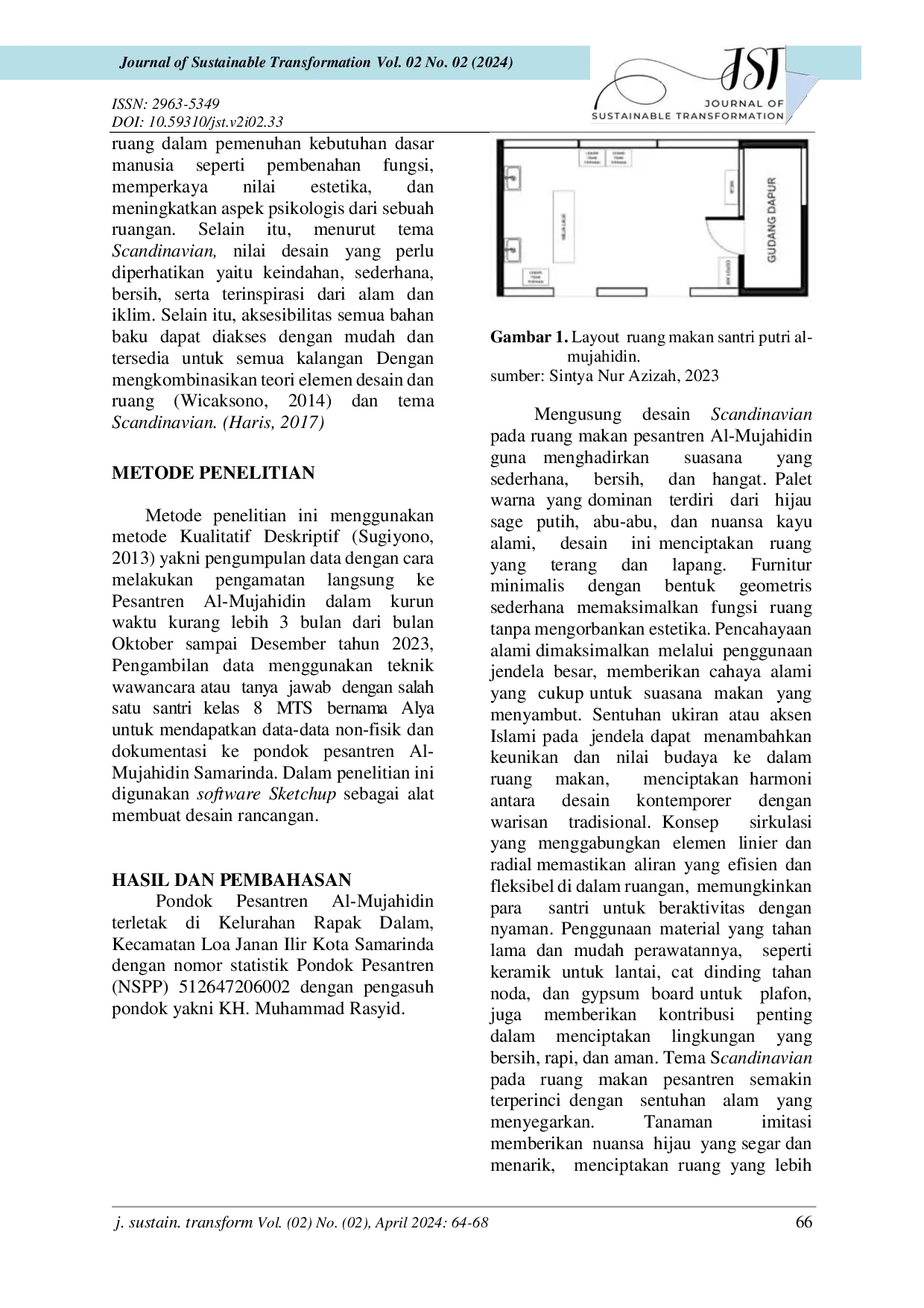 JURIS Perancangan Interior Ruang Makan Santri di Pondok Pesantren Al Mujahidin Samarinda