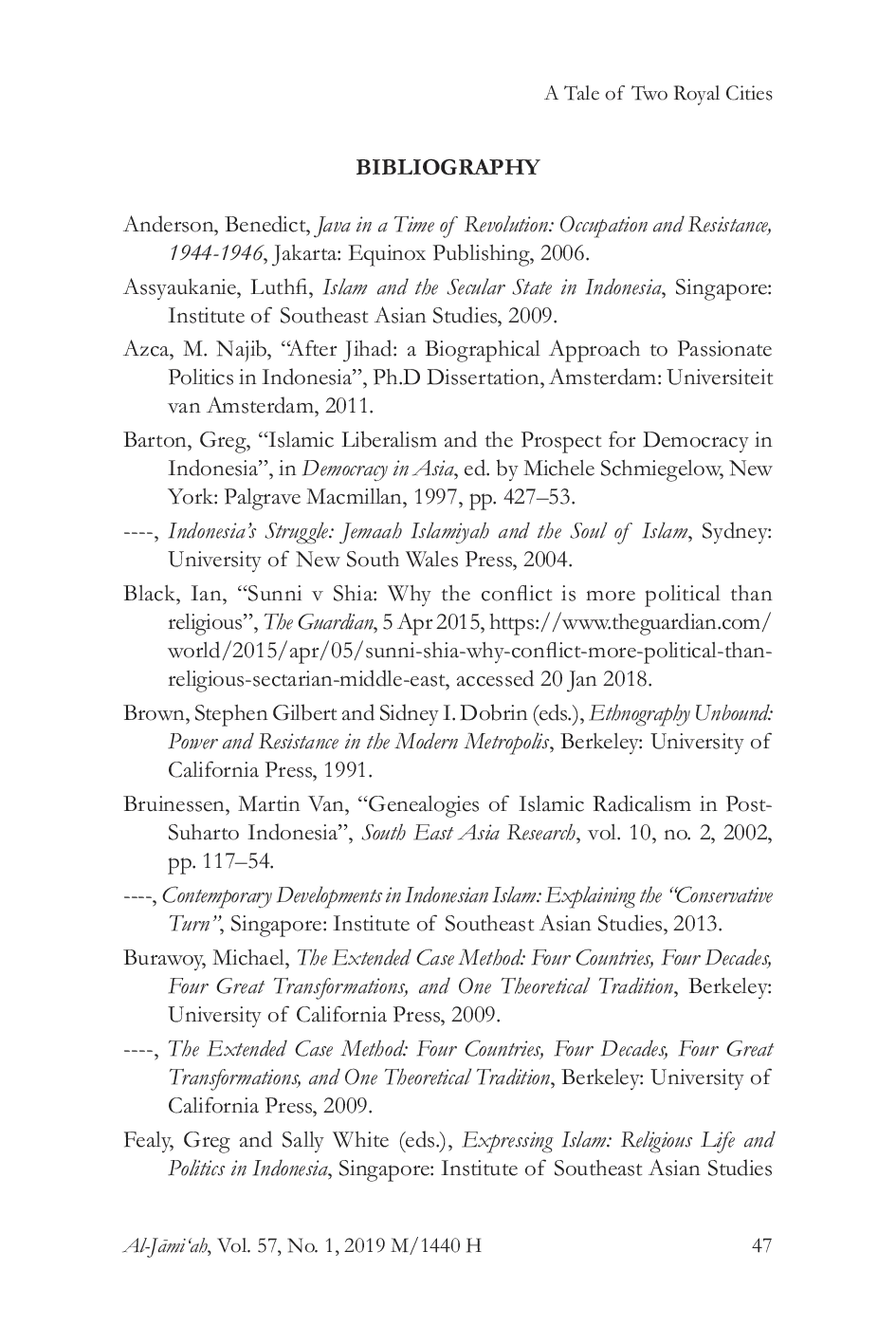 JURIS A Tale of Two Royal Cities The Narratives of Islamists Intolerance in Yogyakarta and Solo