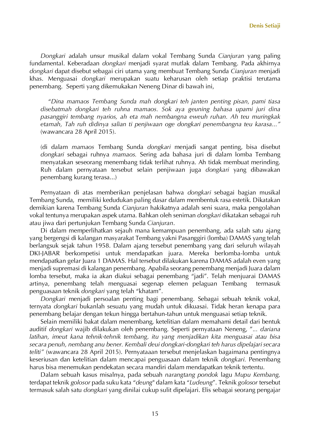 JURIS Konsep Dongkari dalam Perspektif Seniman Tembang Tembang Sunda Cianjuran